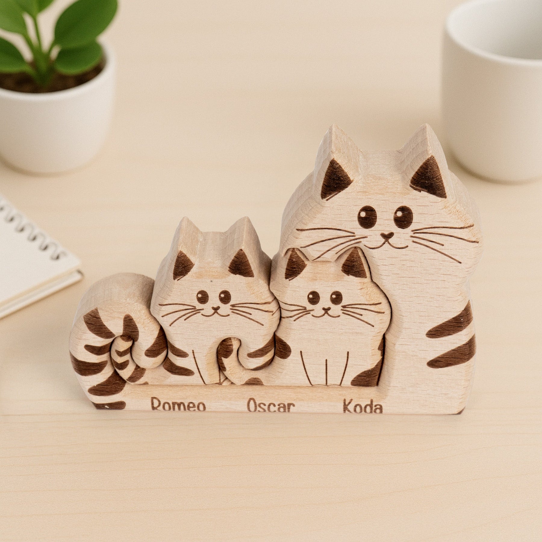 Cat Mom - Personalized Wooden Cat Family Puzzle