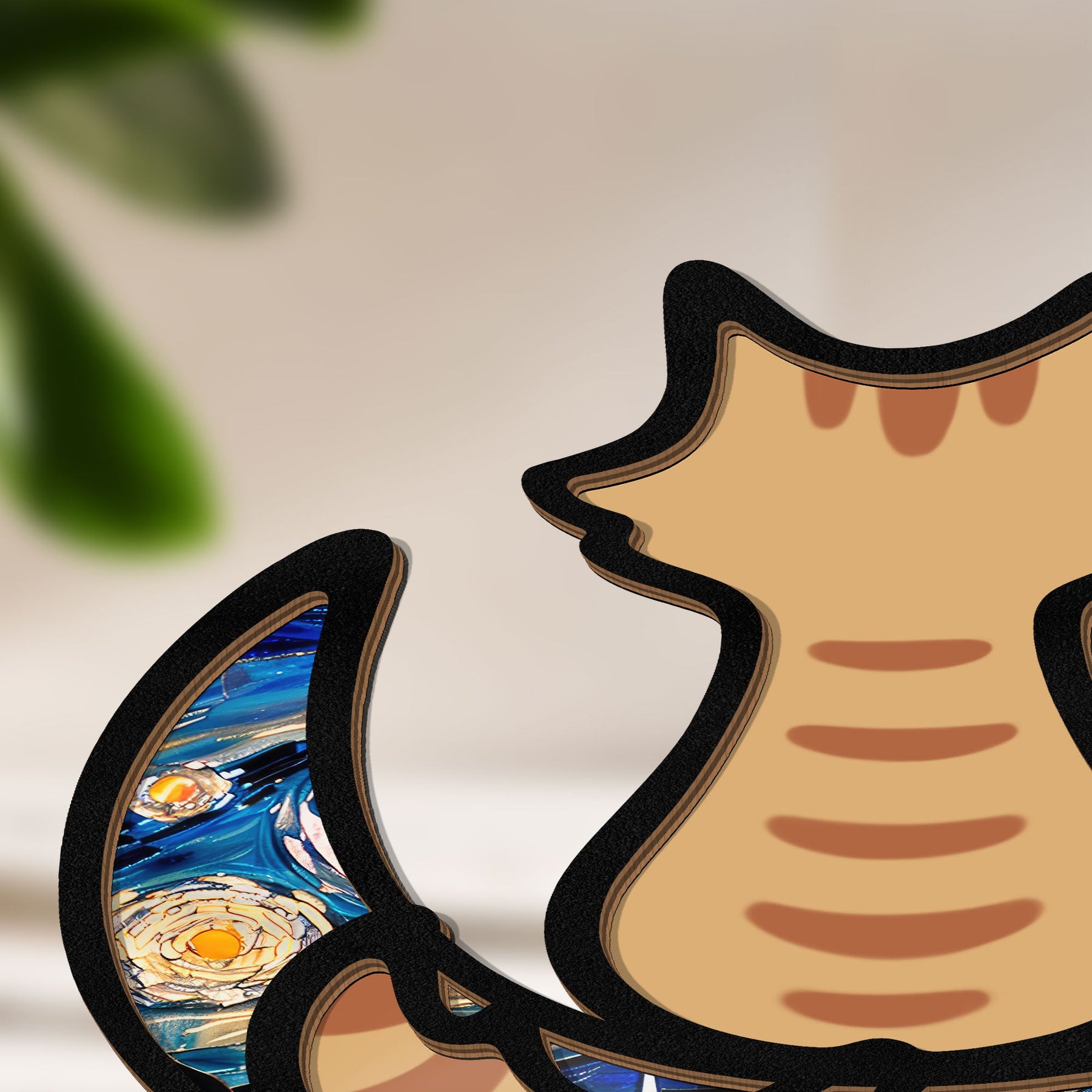 Cat On The Moon - Personalized Wood And Acrylic Night Light