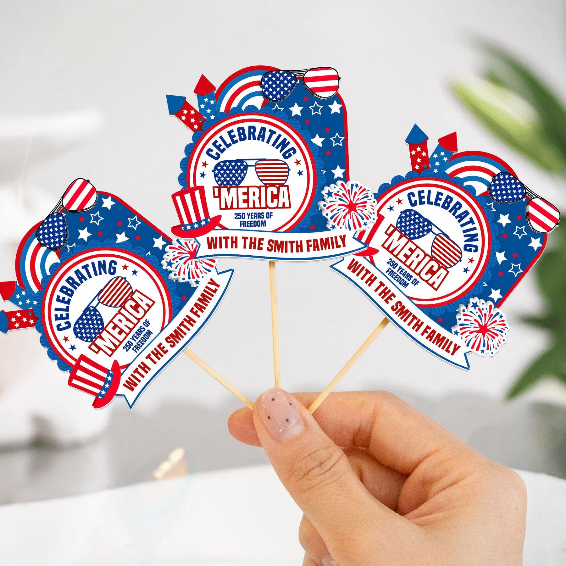 Celebrating 'Merica Est. 1776 - Personalized Cupcake Toppers