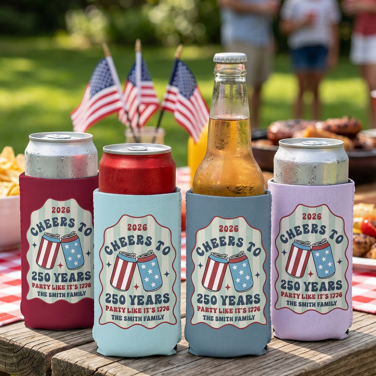 Cheers To 250 Years Party Like It's 1776 - Personalized Can Cooler