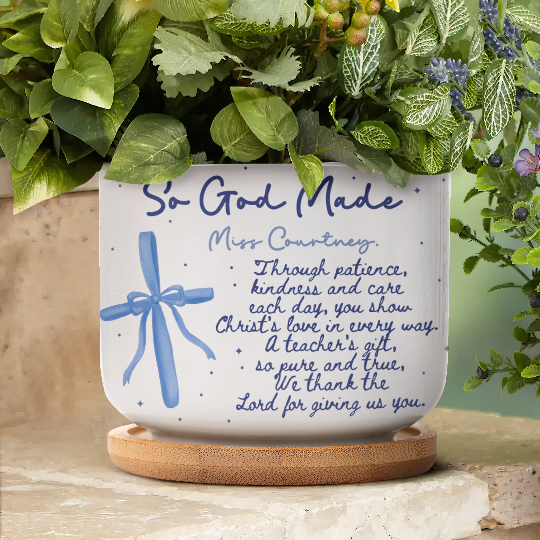 Christian Teacher Gift Custom Teacher Appreciation - Personalized Plant Pot