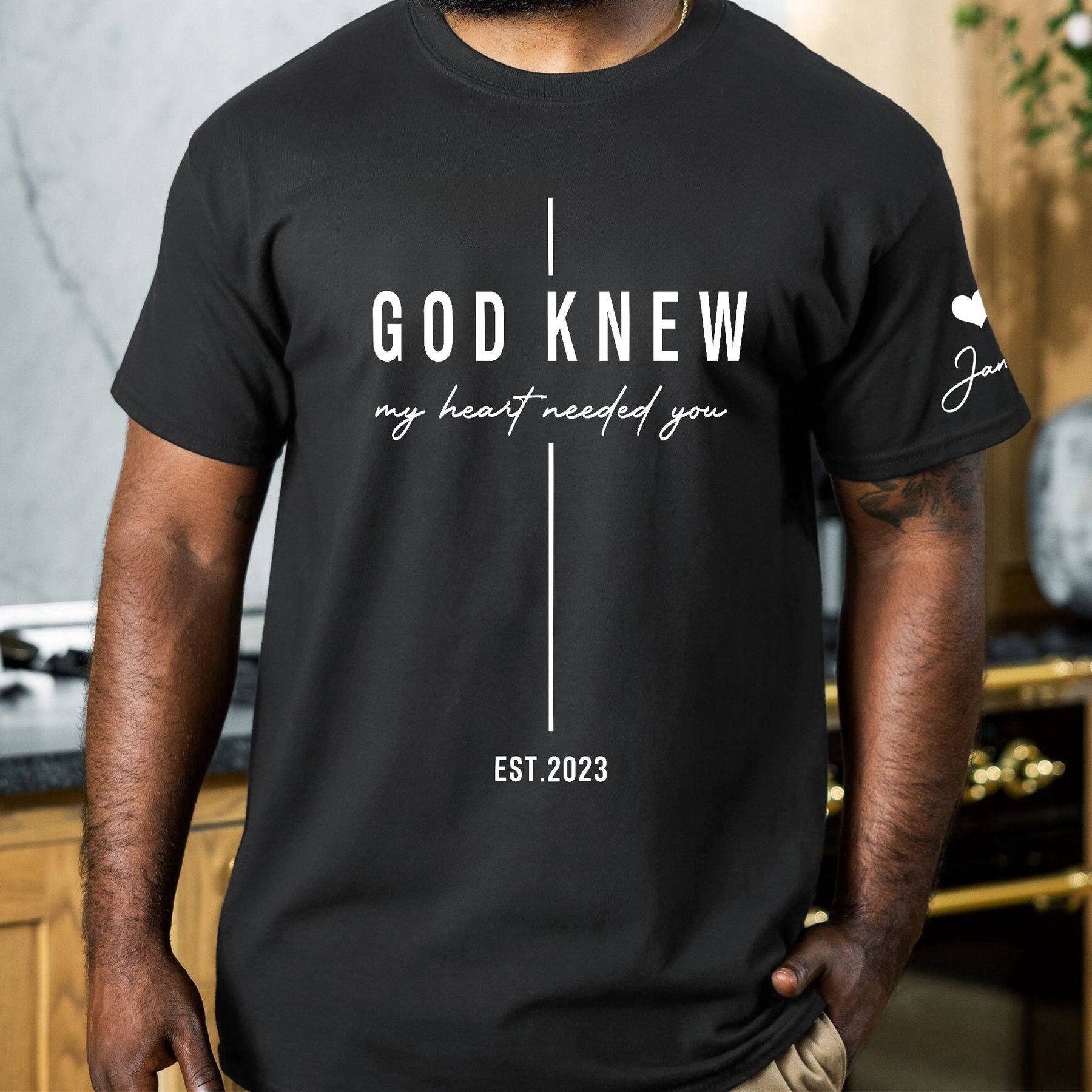 Christian Couple Matching Shirts Marriage God Knew My Heart Needed You - Personalized Shirt