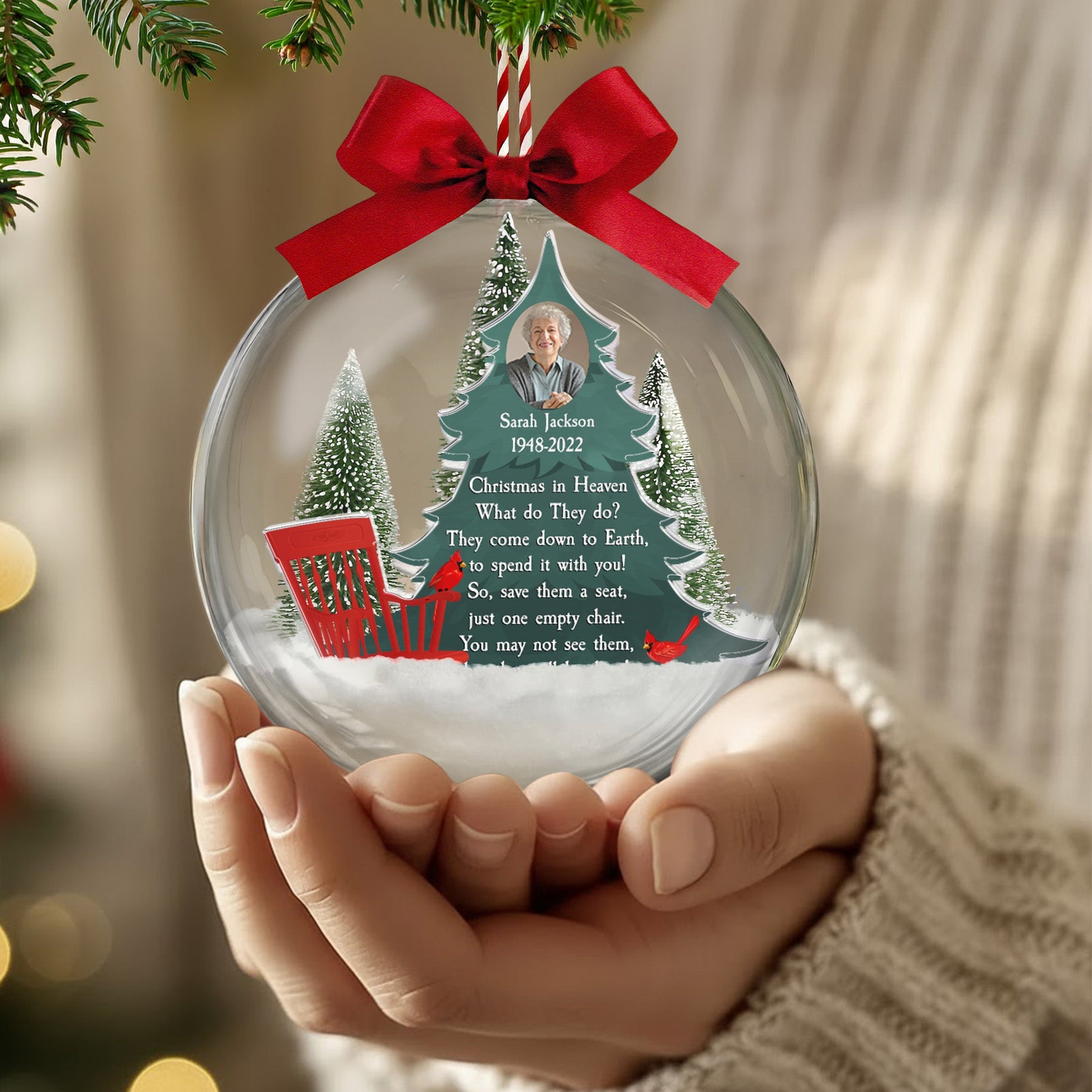 Christmas In Heaven Memorial In Loss Of Loved Ones - Personalized Christmas Ball Photo Ornament