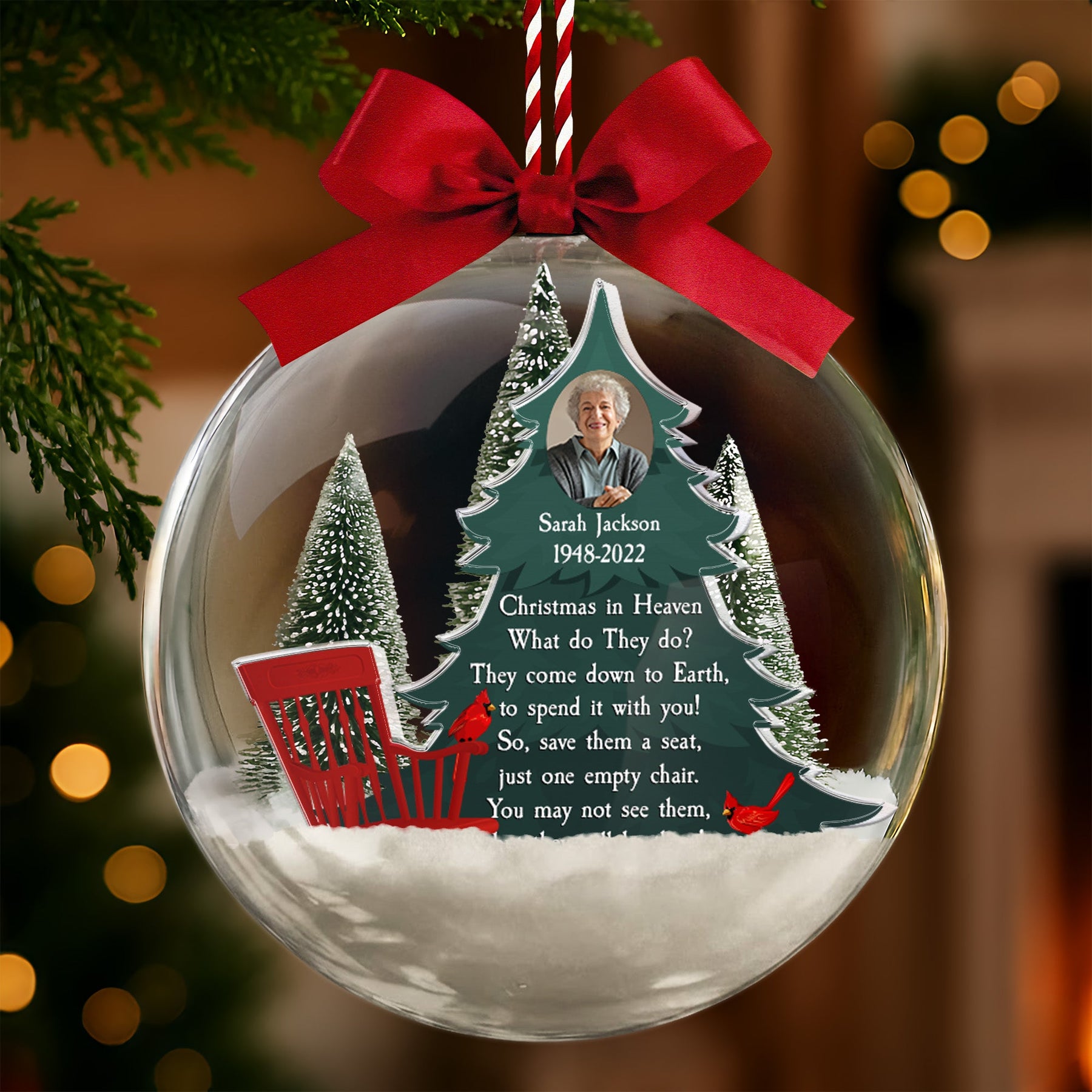 Christmas In Heaven Memorial In Loss Of Loved Ones - Personalized Christmas Ball Photo Ornament