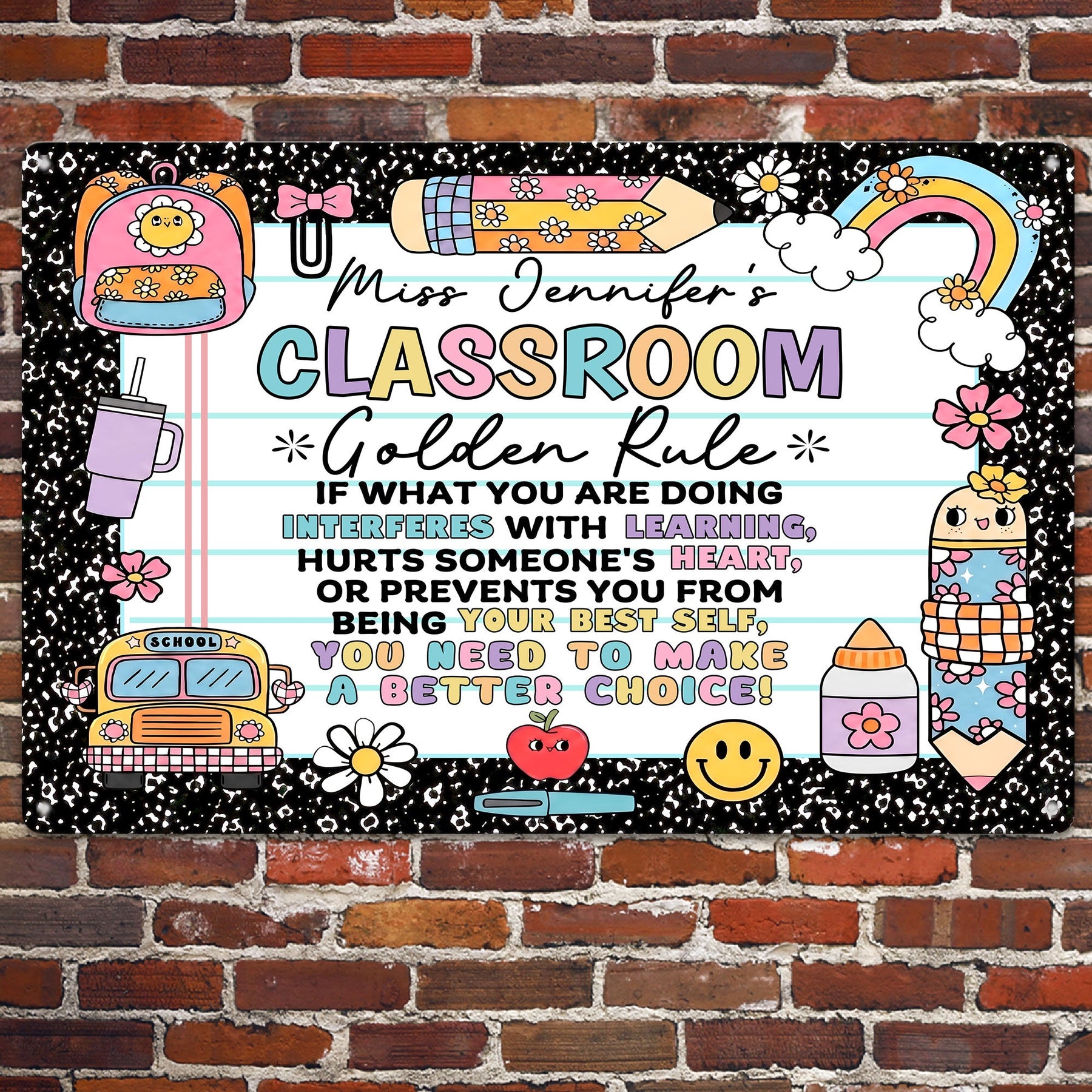 Classroom Golden Rule - Personalized Metal Sign