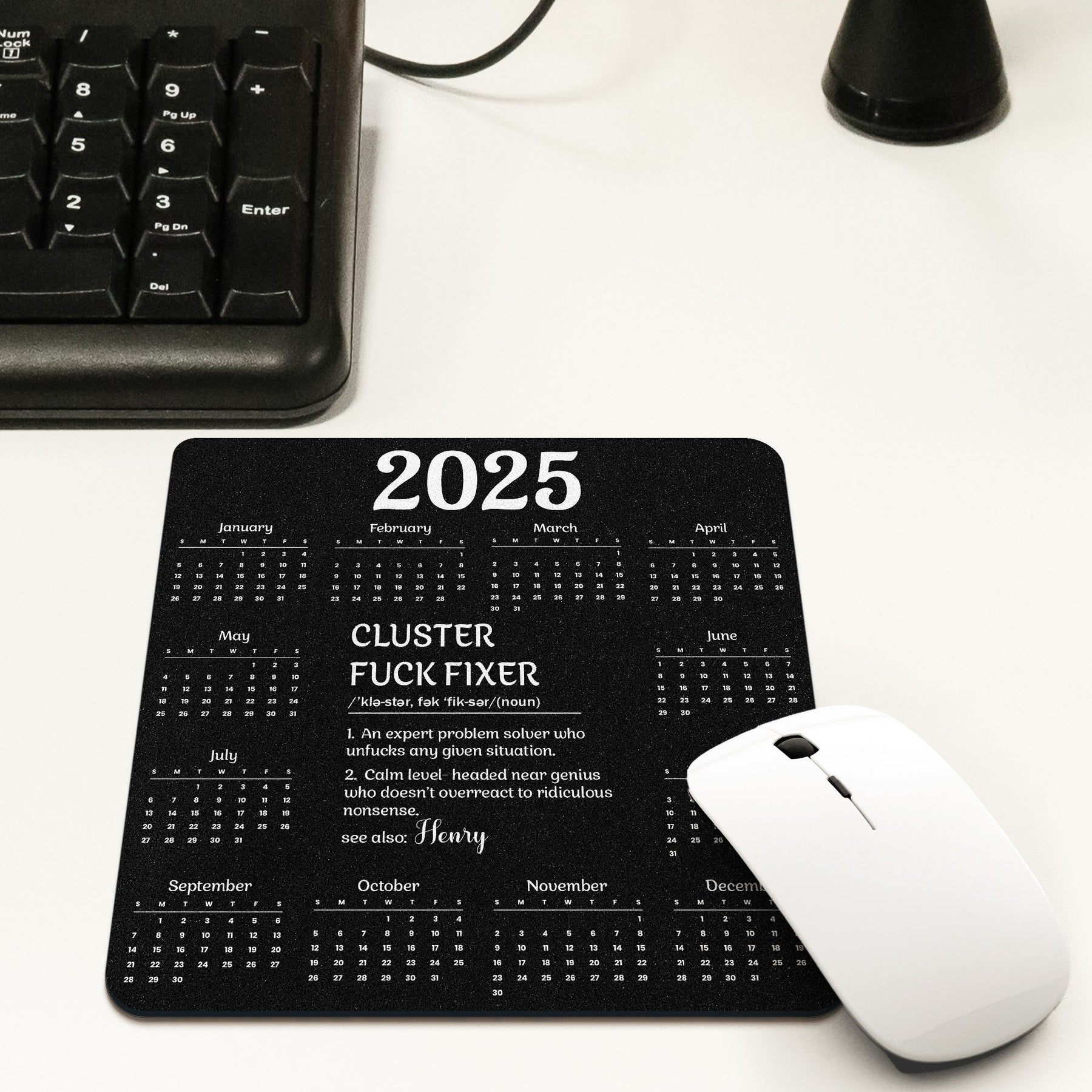 Cluster F*ck Fixer 2026 Calendar - Custom Shape Mouse Pad