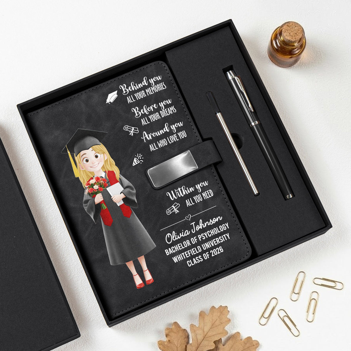 College Graduation Gift For Daughter Son Best Friend - Personalized Notebook Set
