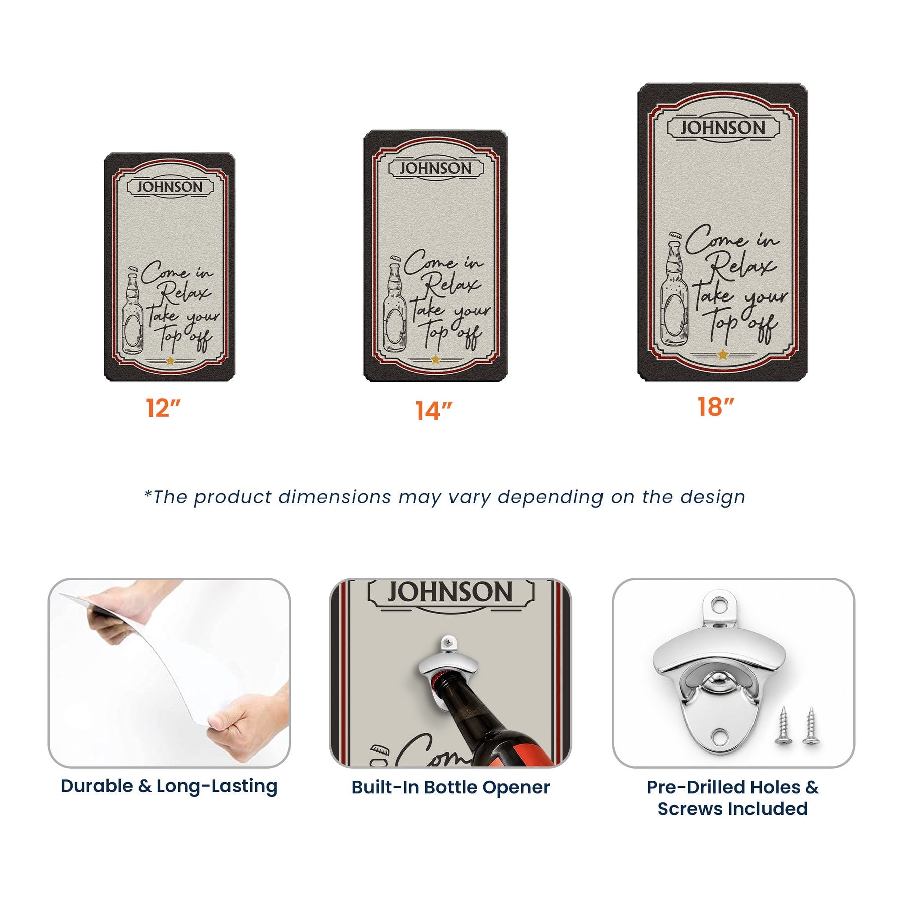 Come In, Relax, Take Your Top Off - Personalized Wall Bottle Opener