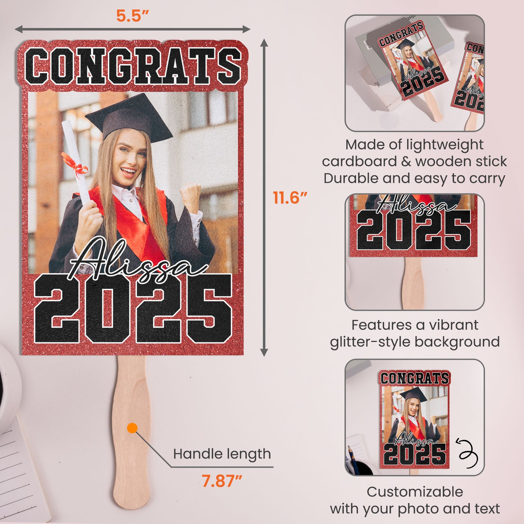 Congrats Graduation Fan Custom Photo - Custom Graduation Fan With Picture