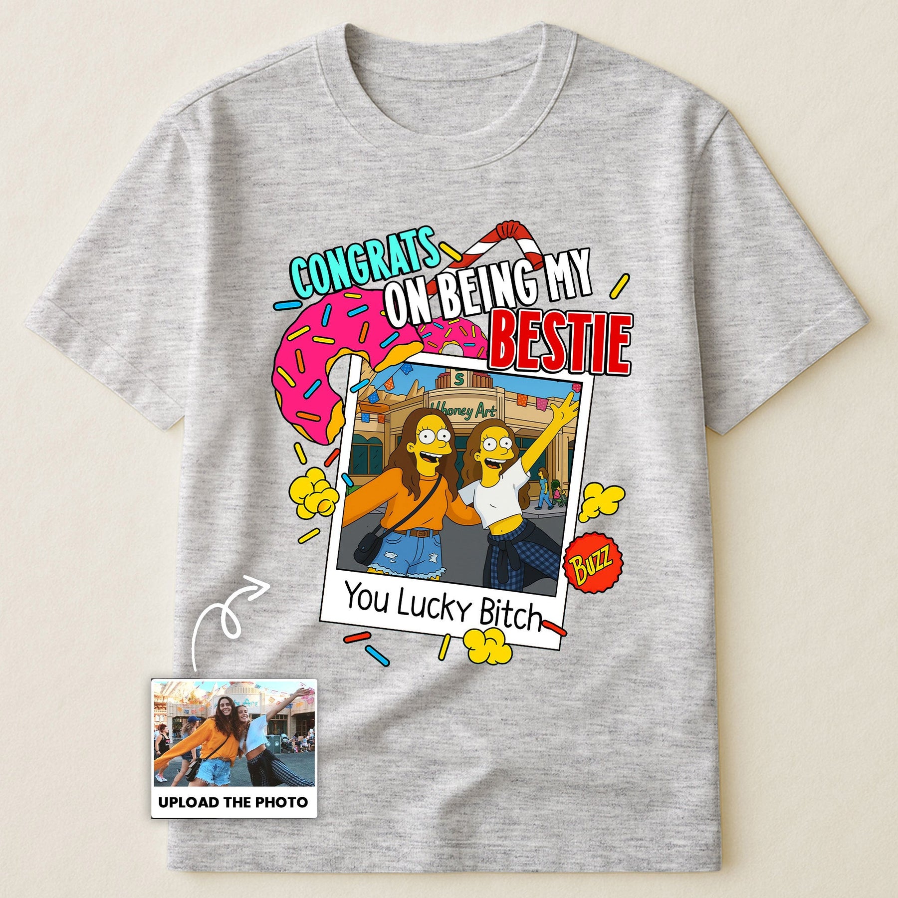 Congrats On Being My Bestie Simpsonized Portrait - Personalized Photo Shirt
