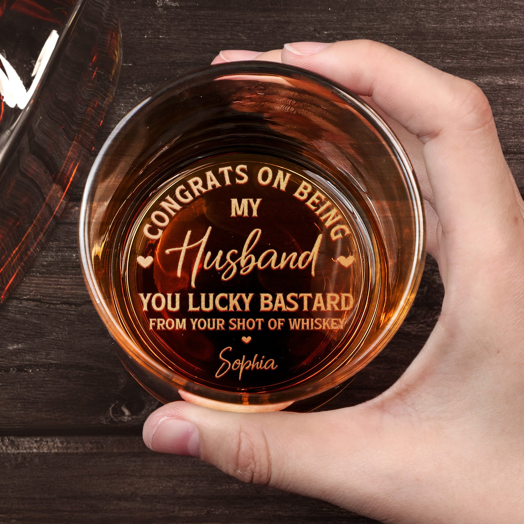 Congrats On Being My Husband You Lucky Bastard - Fun Gift For Him - Personalized Whiskey Glass