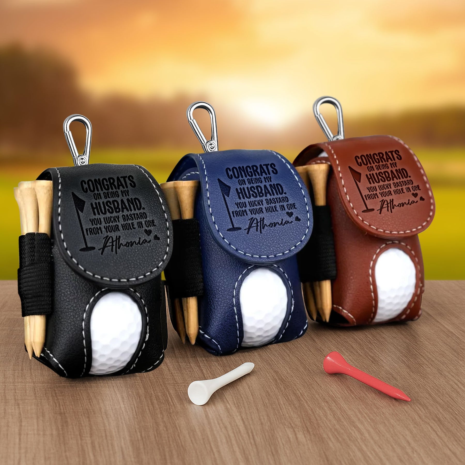 Congrats On Being My Husband You Lucky Bastard - Personalized Golf Ball Holder