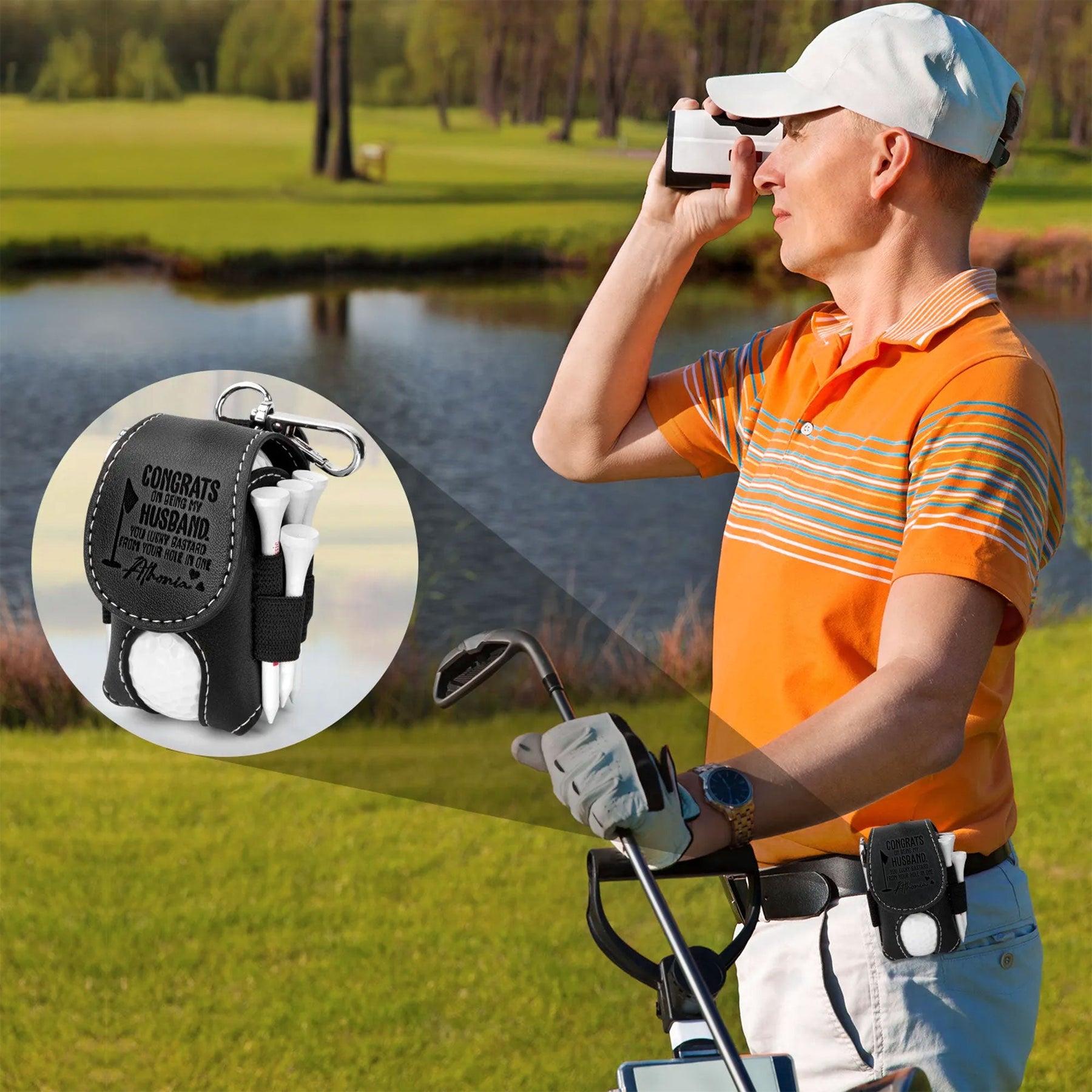 Congrats On Being My Husband You Lucky Bastard - Personalized Golf Ball Holder