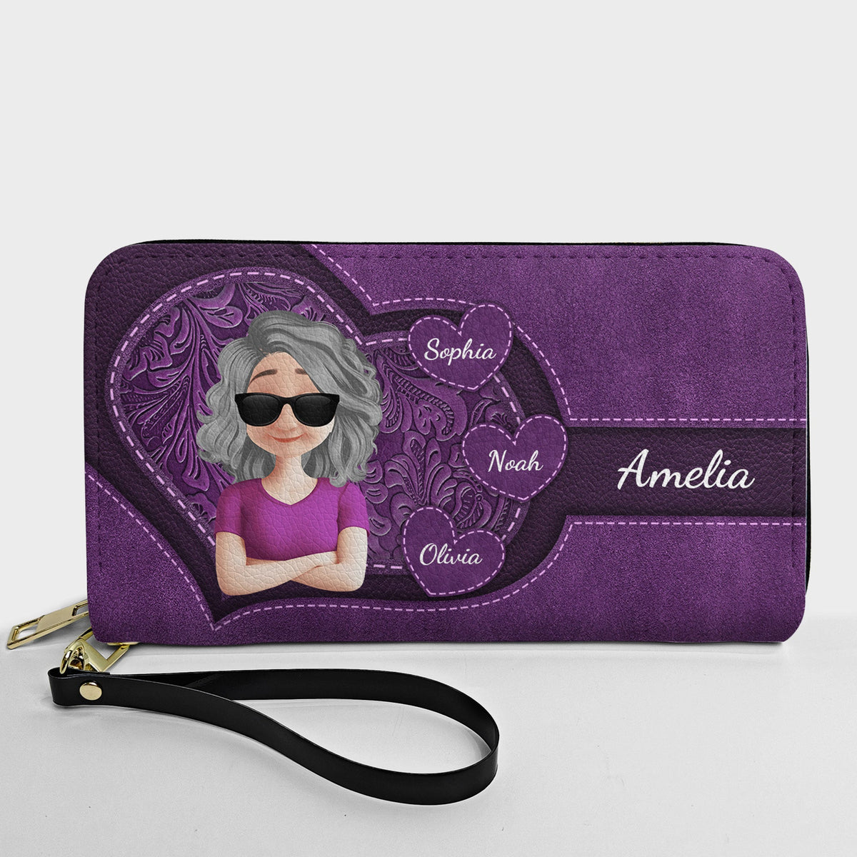 Cool Grandma - Personalized Leather Long Wallet