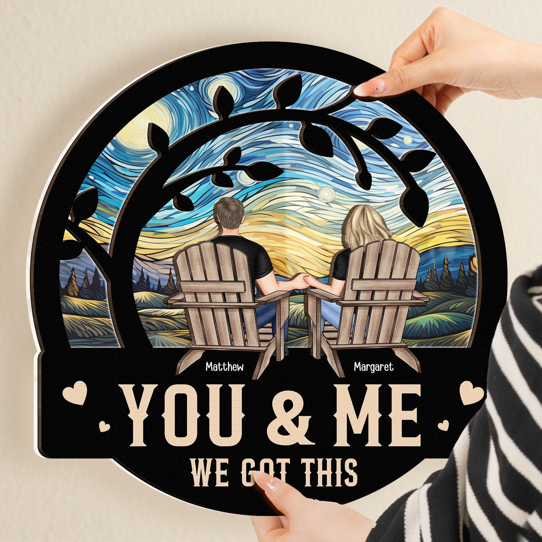 Couple Sitting Together You & Me We Got This - Personalized Wood And Acrylic Wall Art