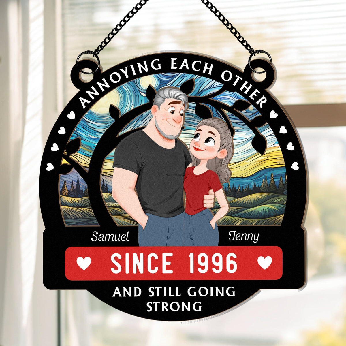 Couple Anniversary Gift Annoying Each Other Since - Personalized Window Hanging Suncatcher