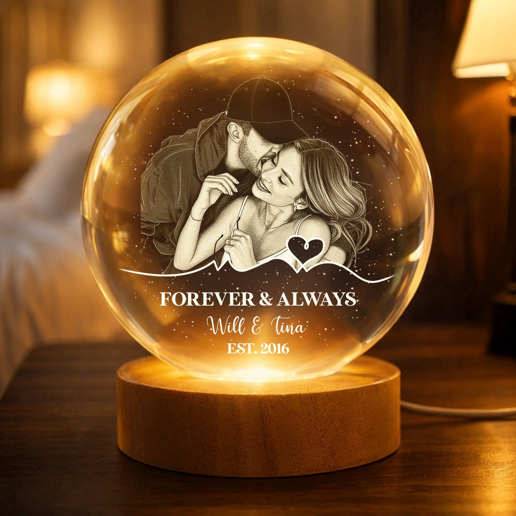 Couple Anniversary Gift For Wife, Girlfriend, Husband, Boyfriend - Personalized Night Light