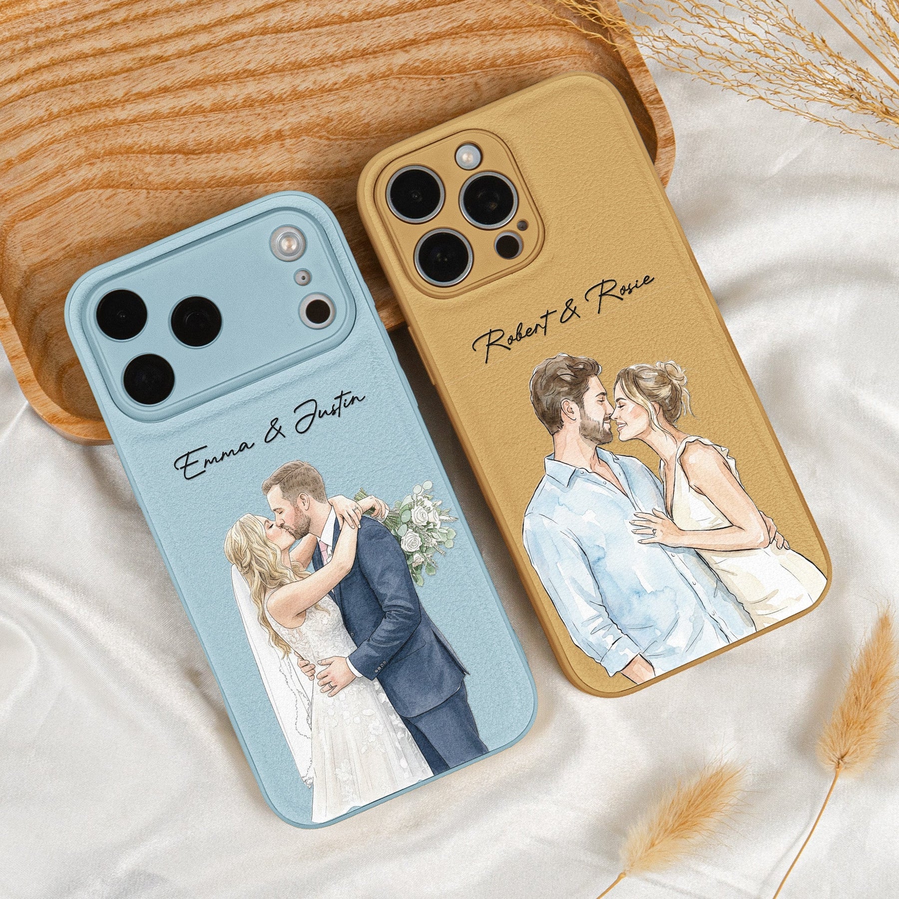 Couple Photo Watercolor Anniversary Gift For Her, Him - Personalized Phone Case