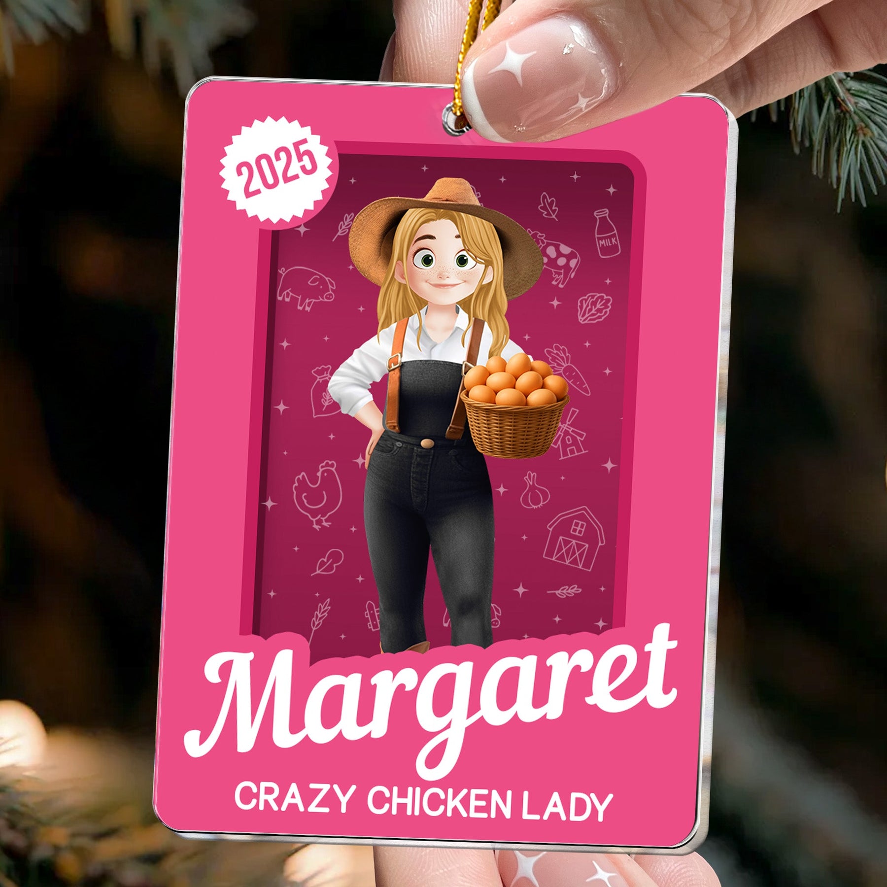 Crazy Chicken Lady Toy Box - Personalized Acrylic Ornament