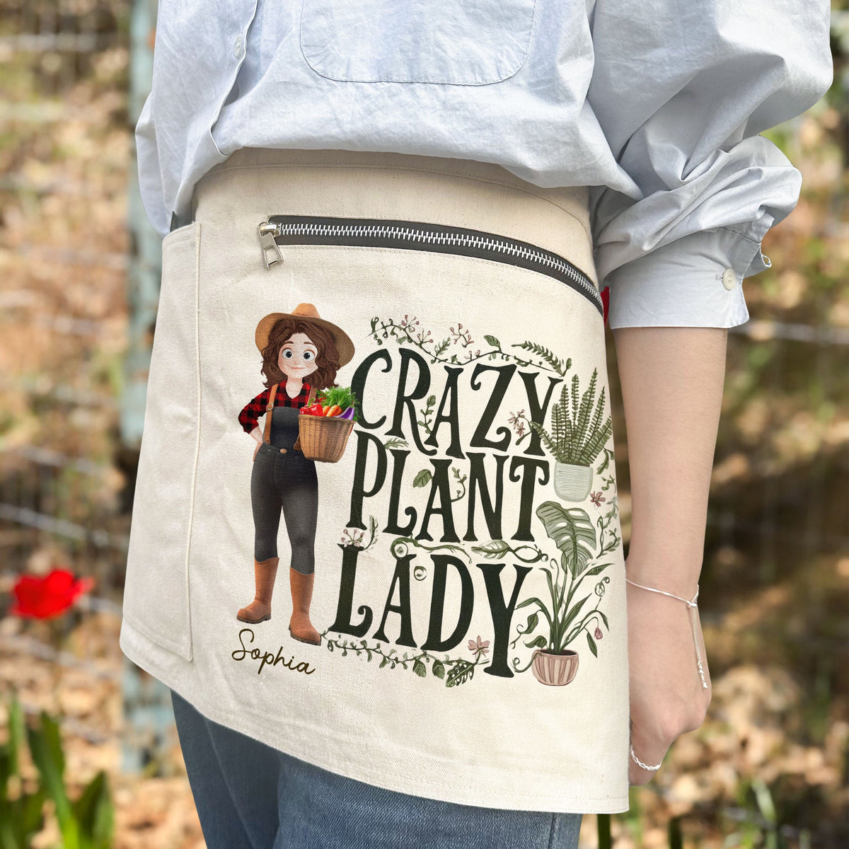 Crazy Plant Lady Cartoon Version - Personalized Gardening Apron