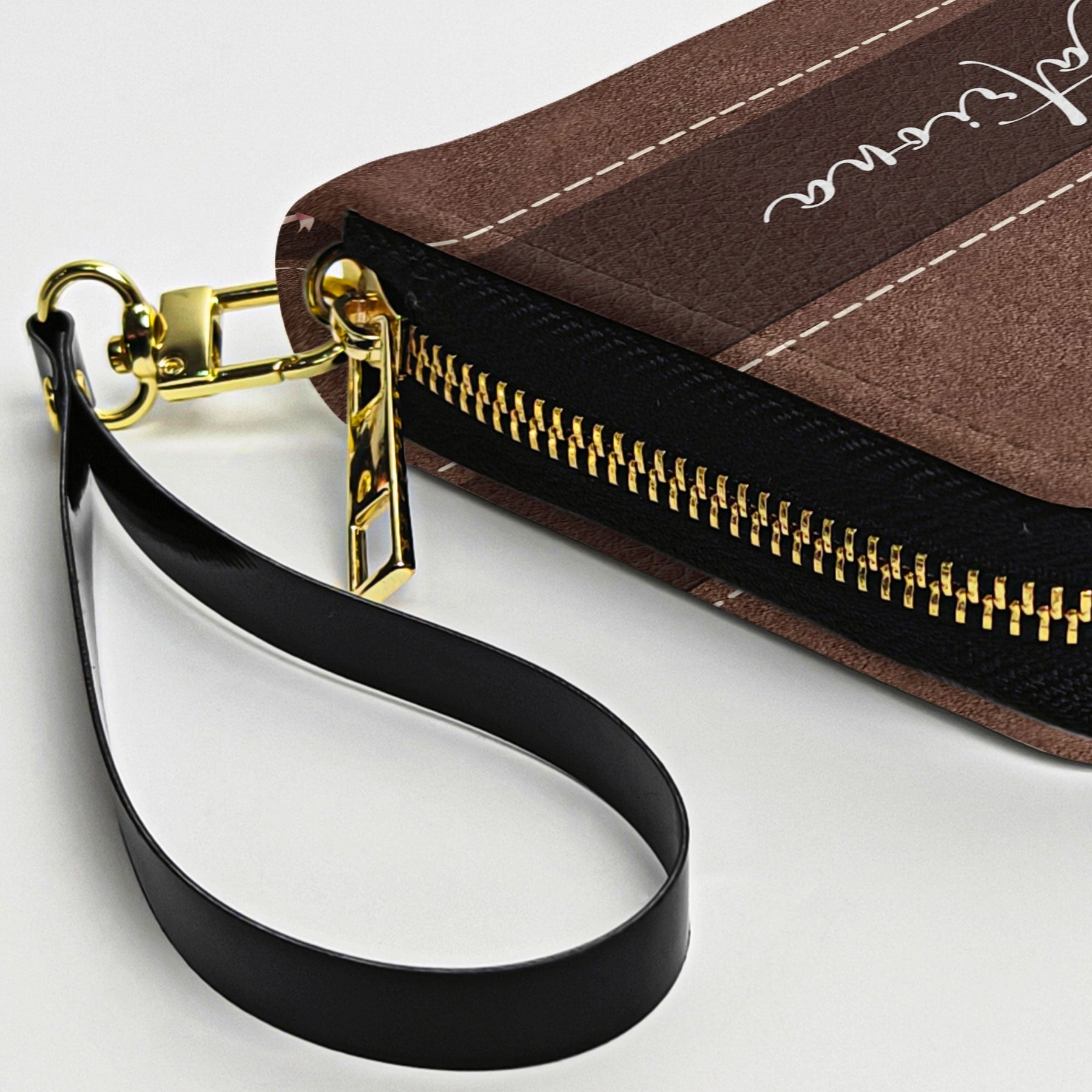 Custom Birth Flower Monogram Letter - Personalized Leather Long Wallet
