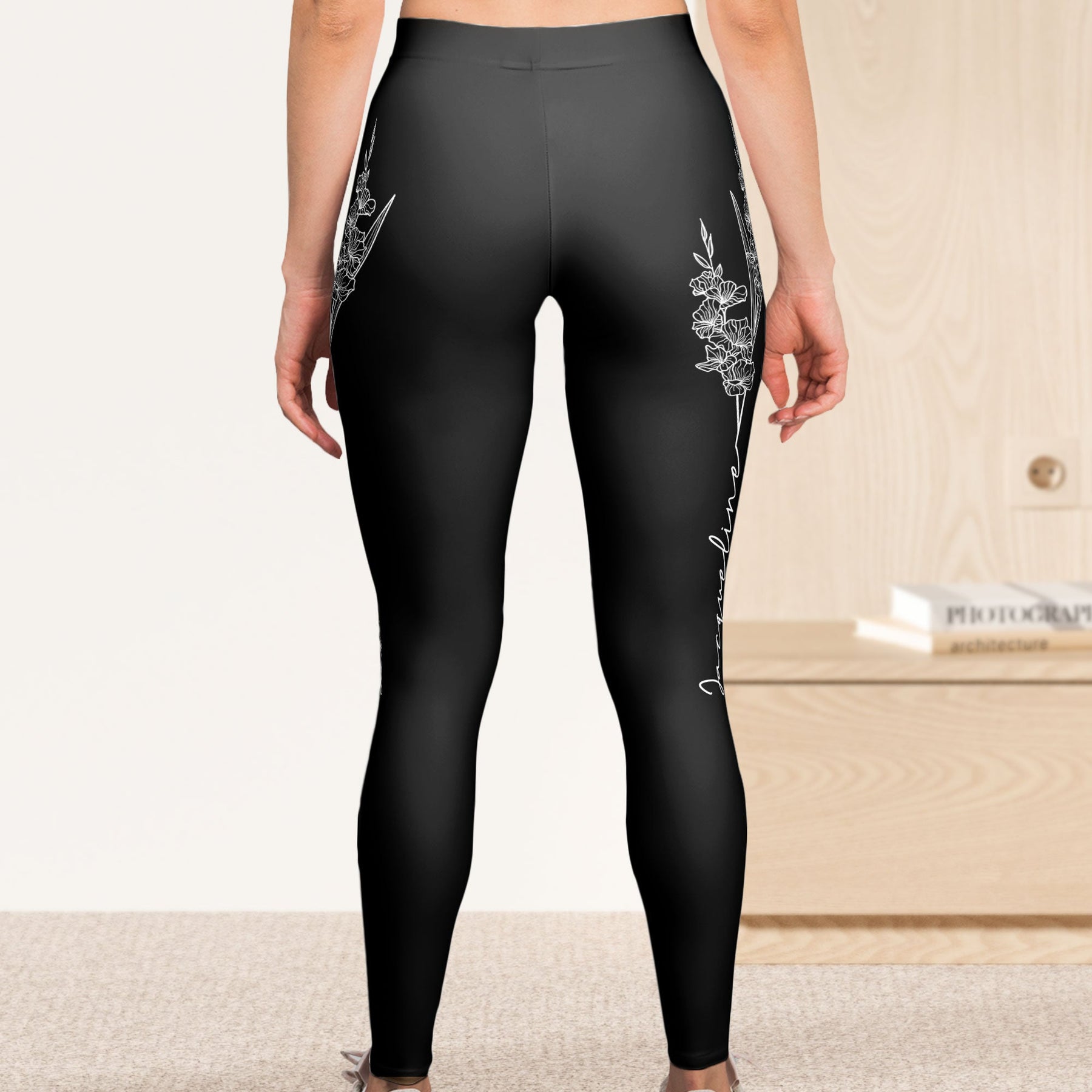 Custom Birth Flower With Names For Women, Friends, Mom, Daughter - Personalized Leggings