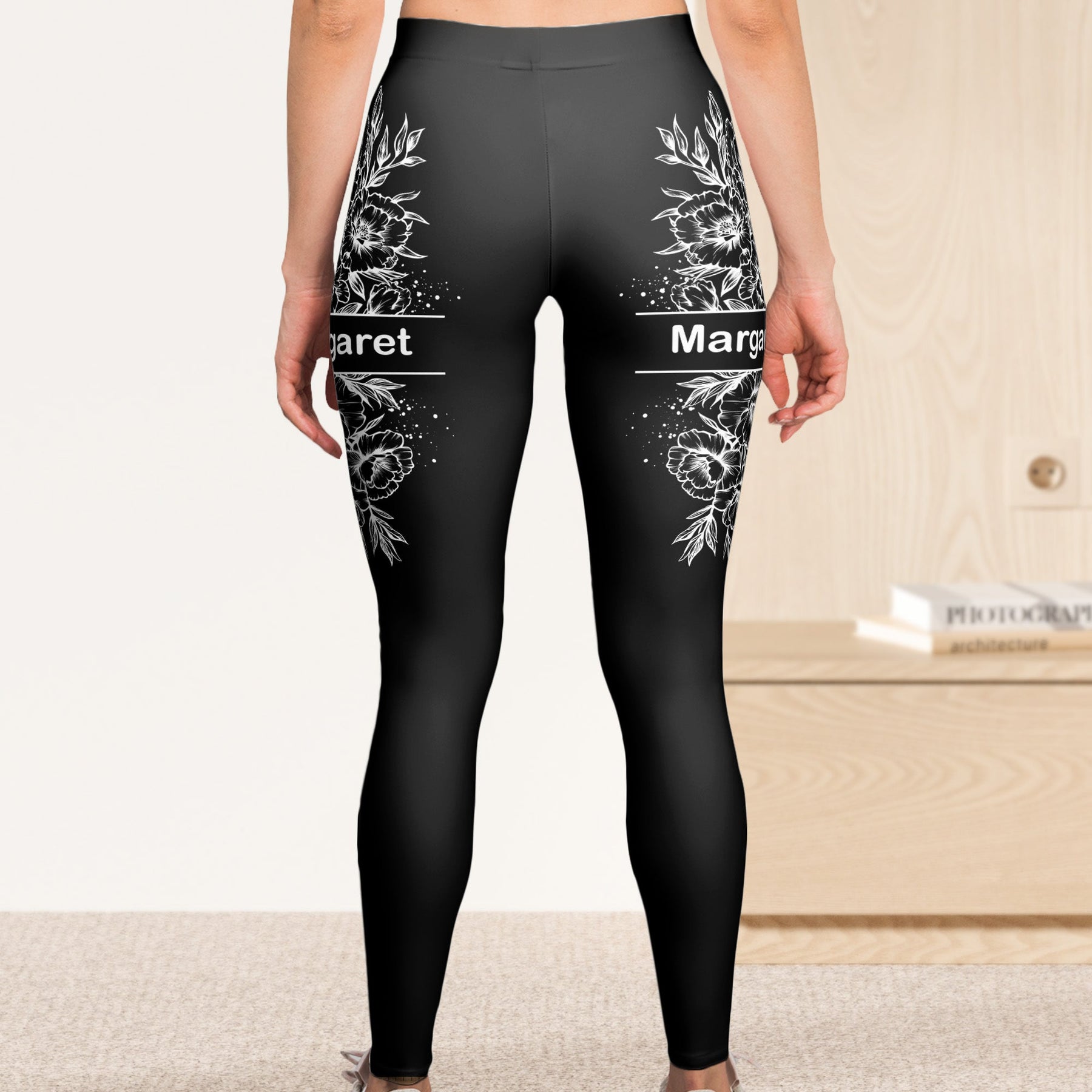 Custom Birth Flower & Name For Girls, Women - Personalized Leggings