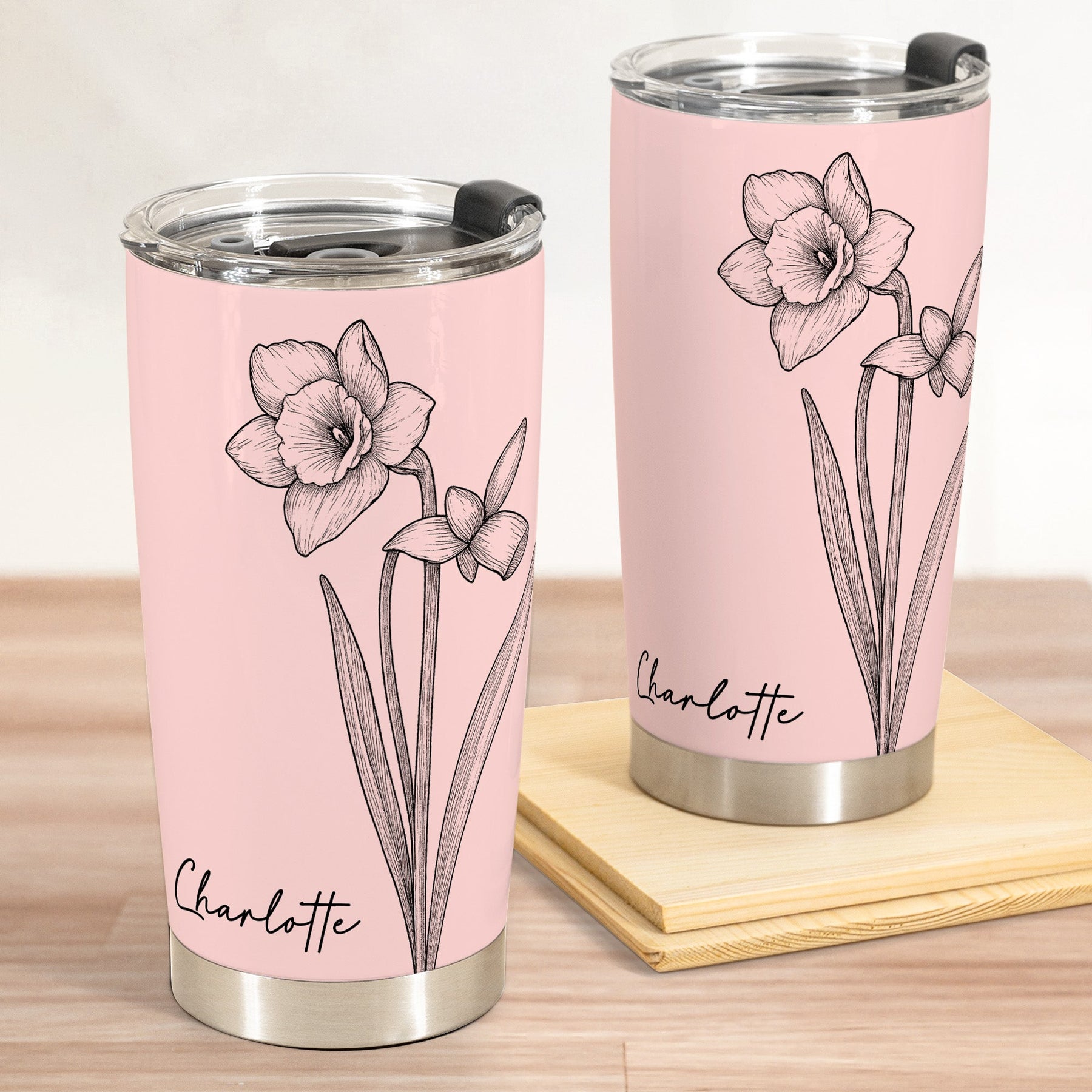 Custom Birth Flower & Name New Version For Friends, Coworkers, Daughters, Sisters - Personalized Tumbler Cup