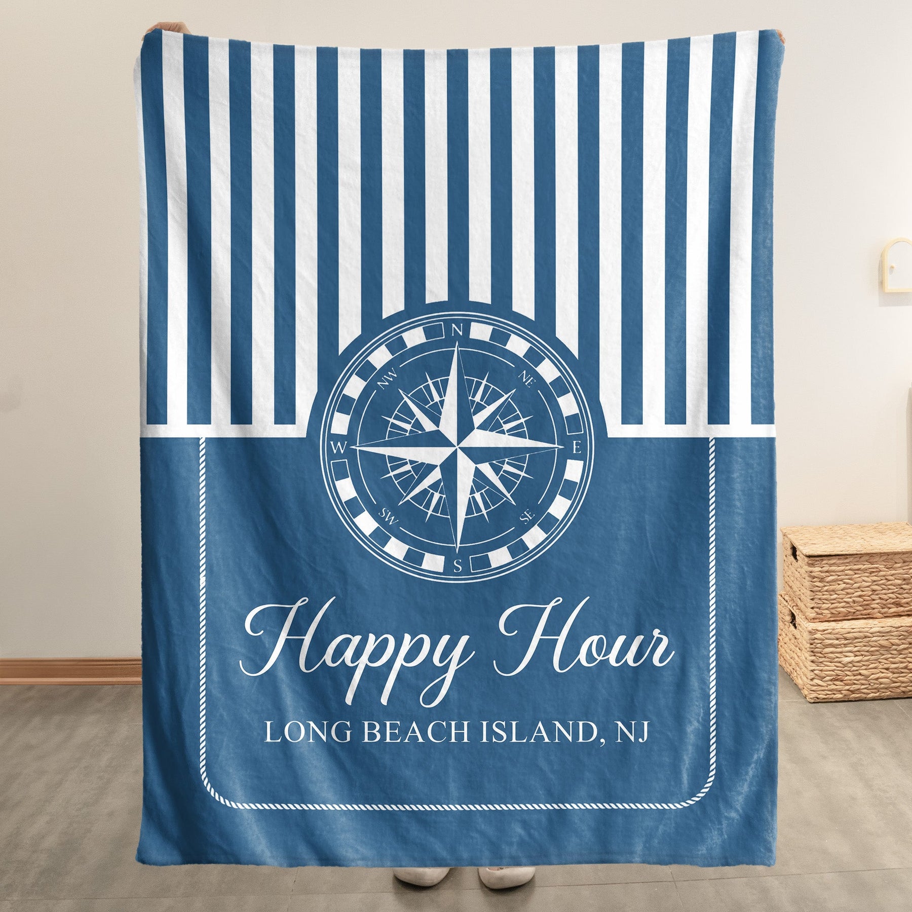 Custom Boat Name, Nautical, Anchor - Personalized Blanket