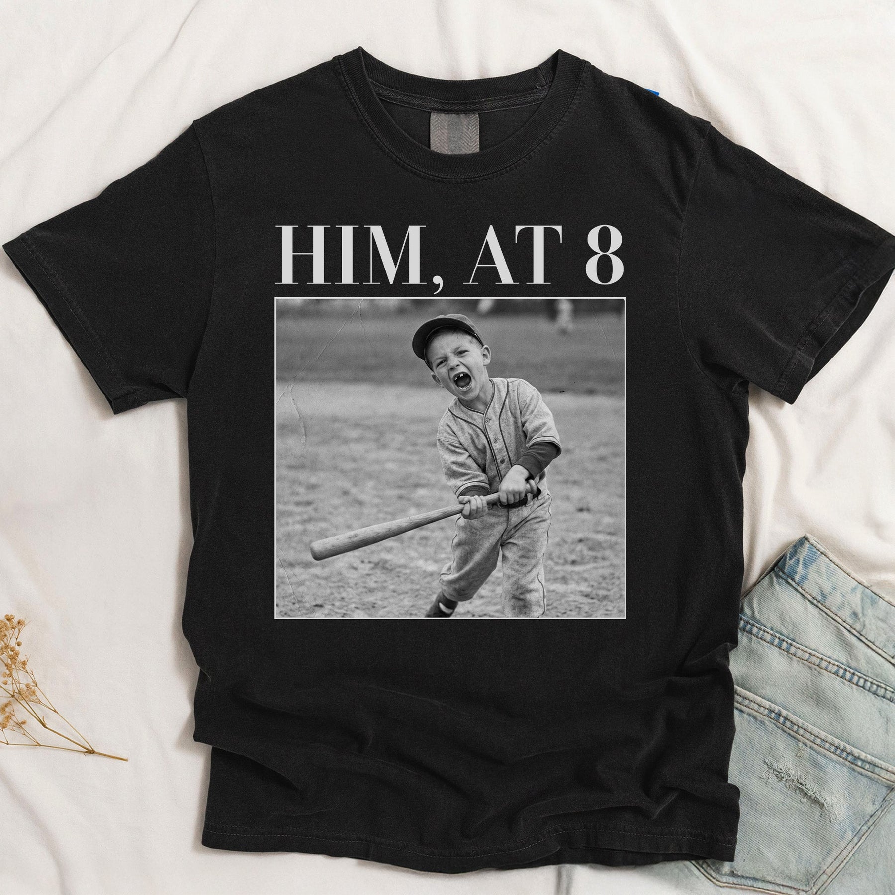 Custom Childhood Photo Of Him, Her - Personalized Photo Couple Matching Comfort Tee