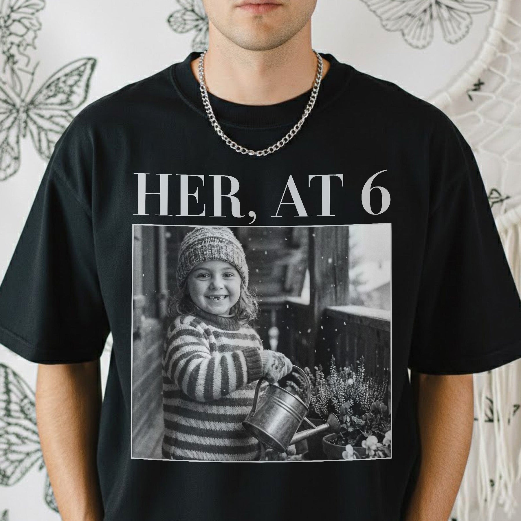 Custom Childhood Photo Of Him, Her - Personalized Photo Couple Matching Comfort Tee