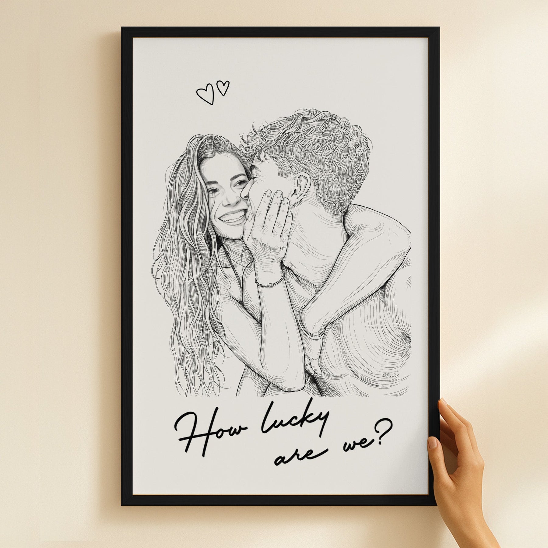 Custom Couple Photo Portrait How Lucky Are We Gift For Him, Her - Personalized Photo Poster