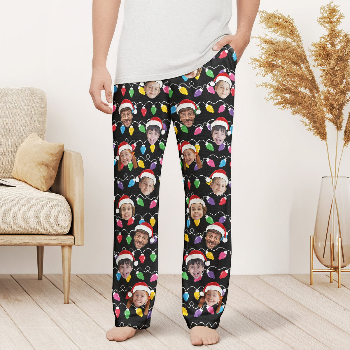 Custom Face Christmas Family Silly Xmas - Personalized Photo Lounge Pants