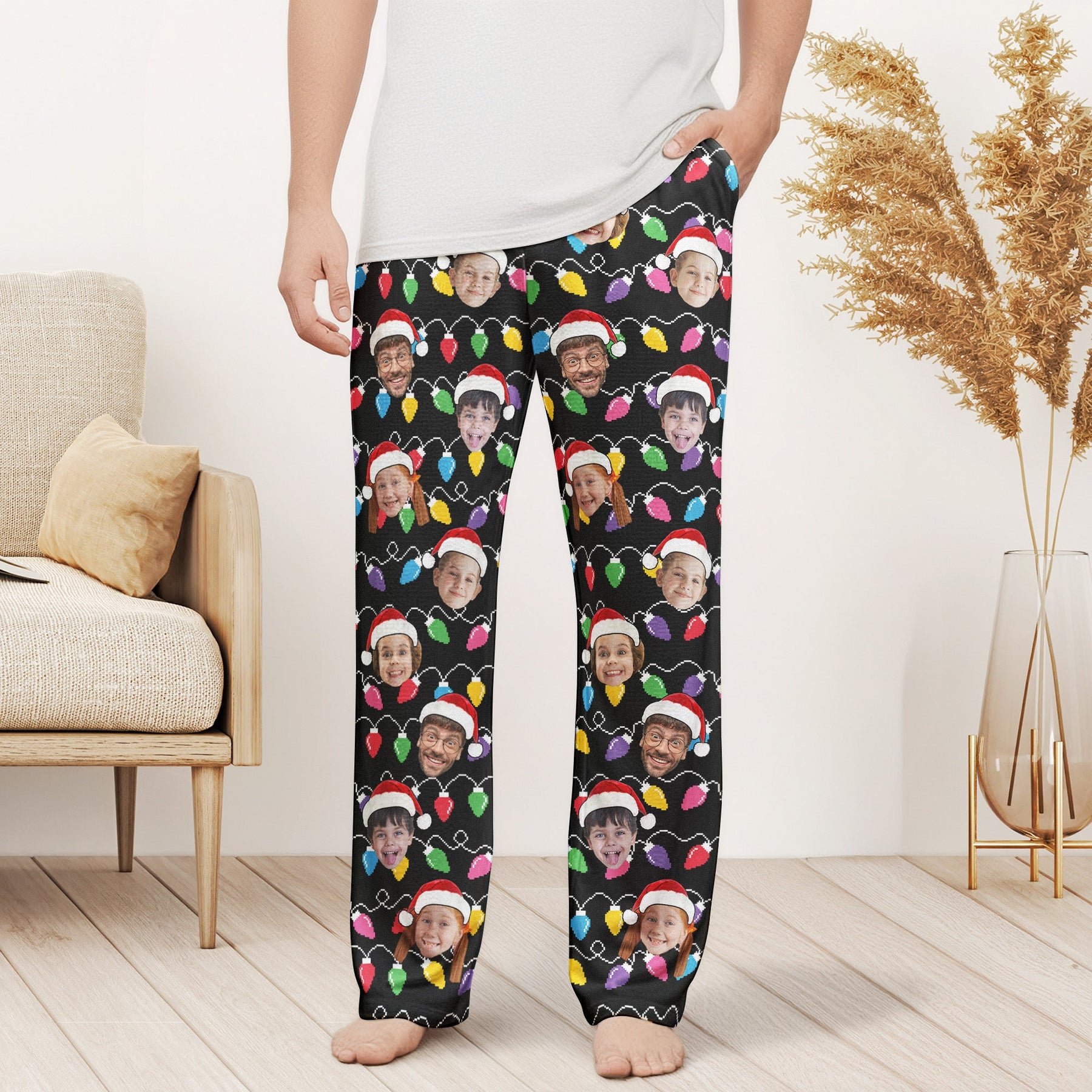 Custom Face Christmas Family Silly Xmas - Personalized Photo Lounge Pants