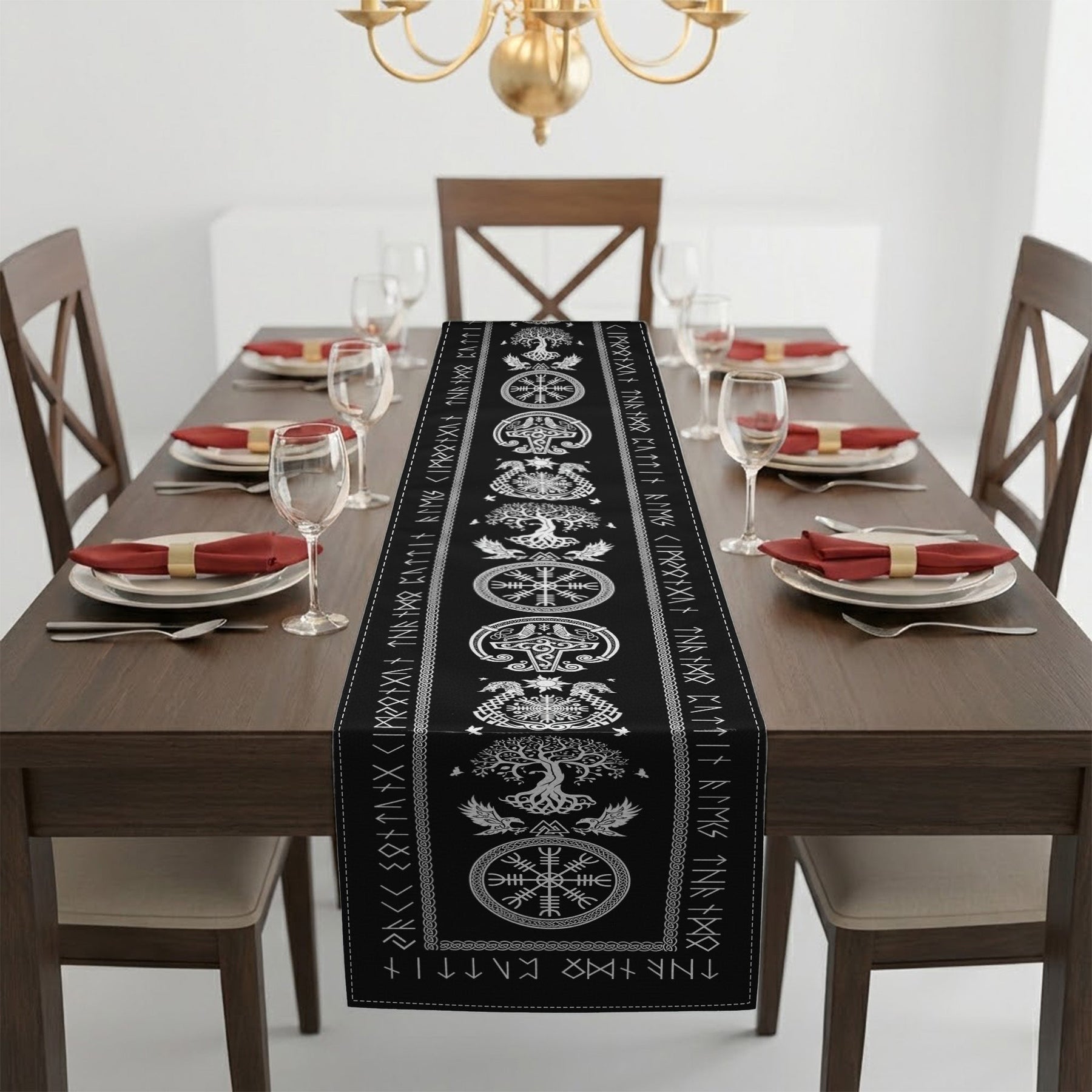 Custom Family Name In Viking Runes - Personalized Table Runner