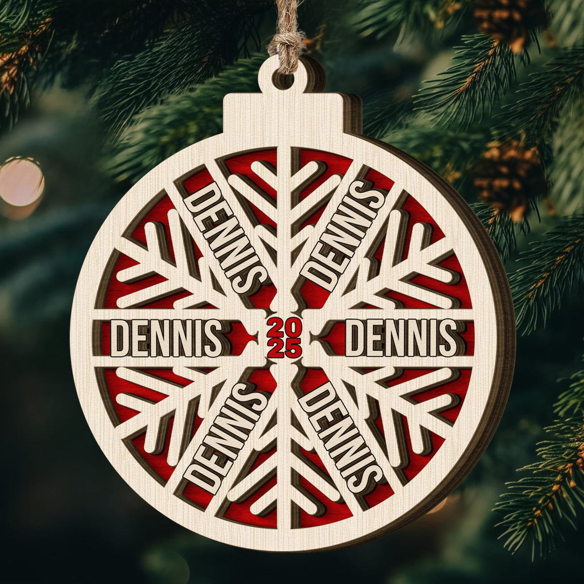 Custom Family Name Snowflake, 2026 Christmas Family Ornament With Name - Personalized Wooden Ornament