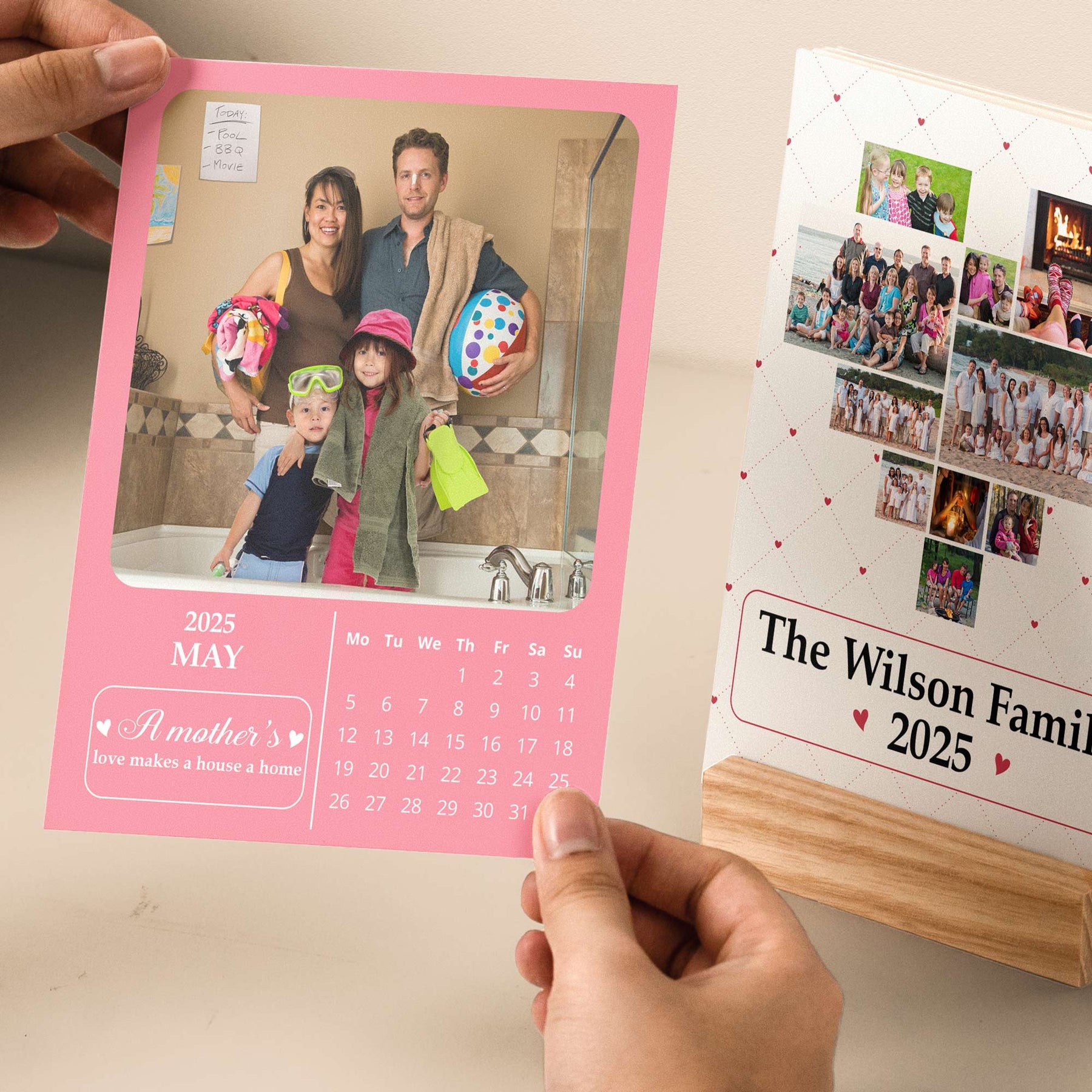 Custom Family Photo For 2026 Calendar - Personalized Photo Easel Calendar