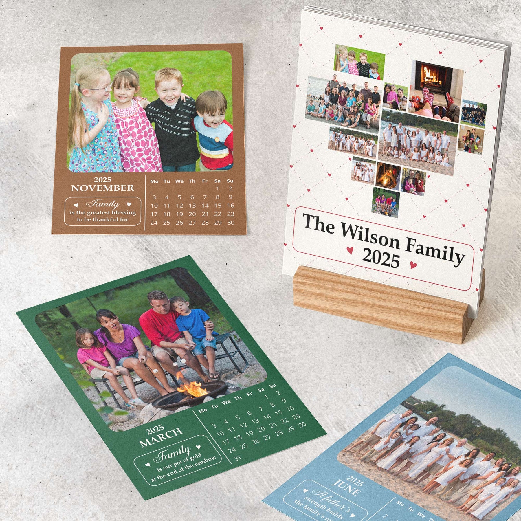Custom Family Photo For 2026 Calendar - Personalized Photo Easel Calendar