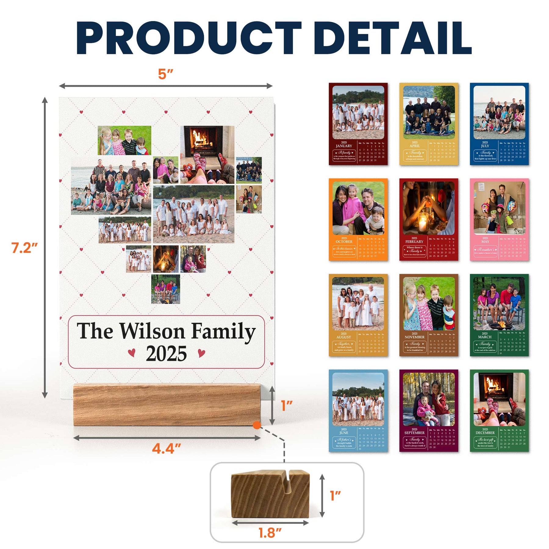 Custom Family Photo For 2026 Calendar - Personalized Photo Easel Calendar