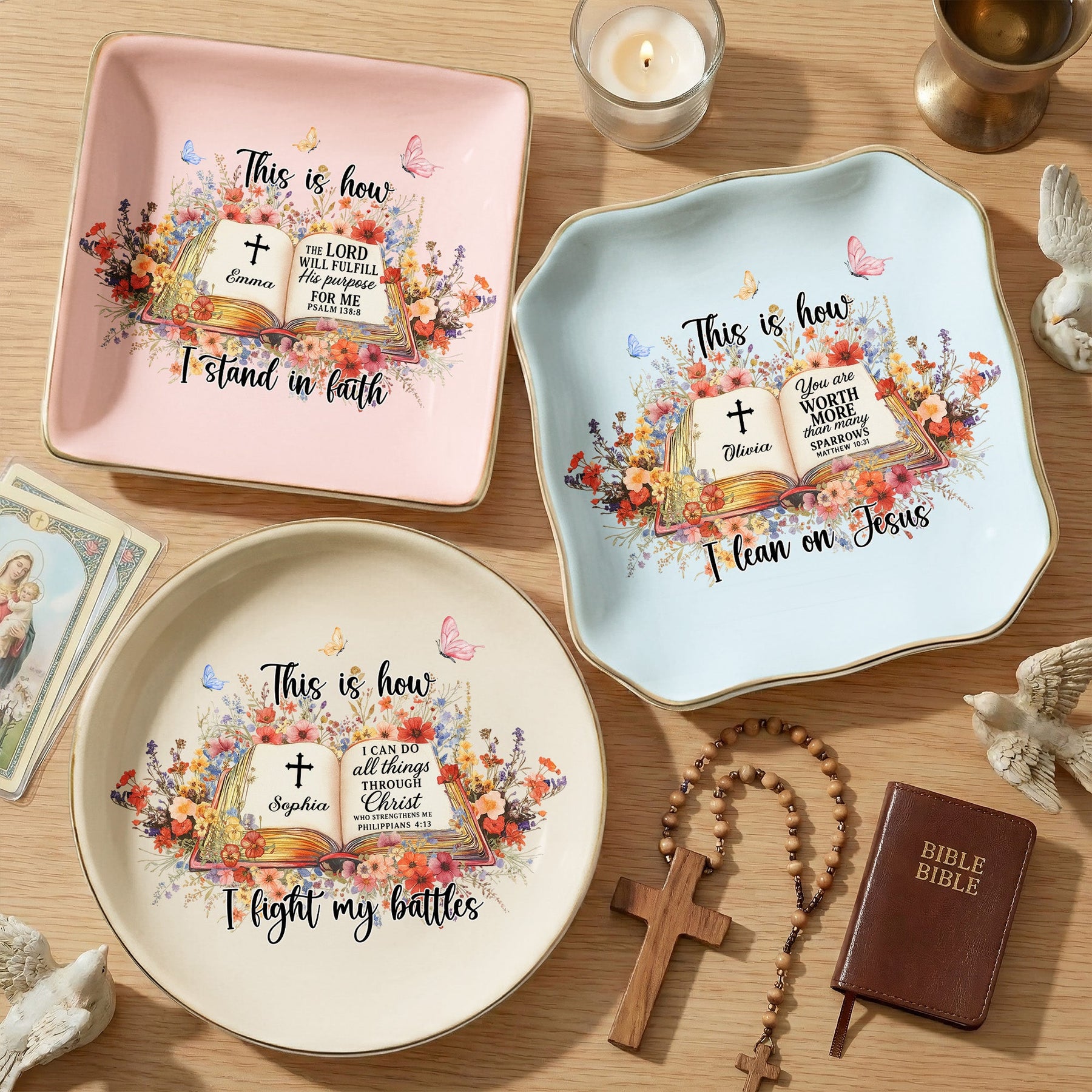 Custom Favorite Bible Verse This Is How I Fight My Battles - Personalized Jewelry Dish