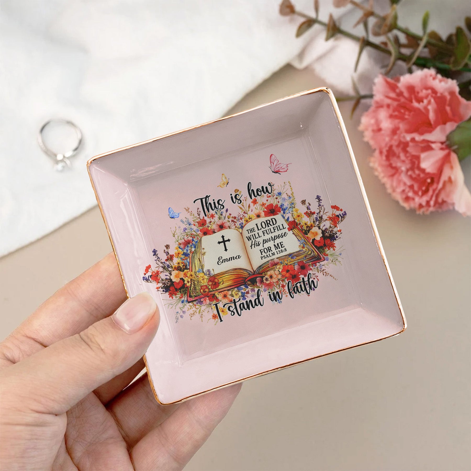 Custom Favorite Bible Verse This Is How I Fight My Battles - Personalized Jewelry Dish