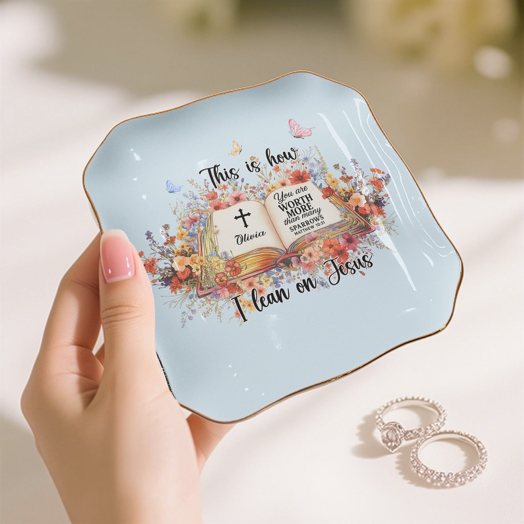 Custom Favorite Bible Verse This Is How I Fight My Battles - Personalized Jewelry Dish