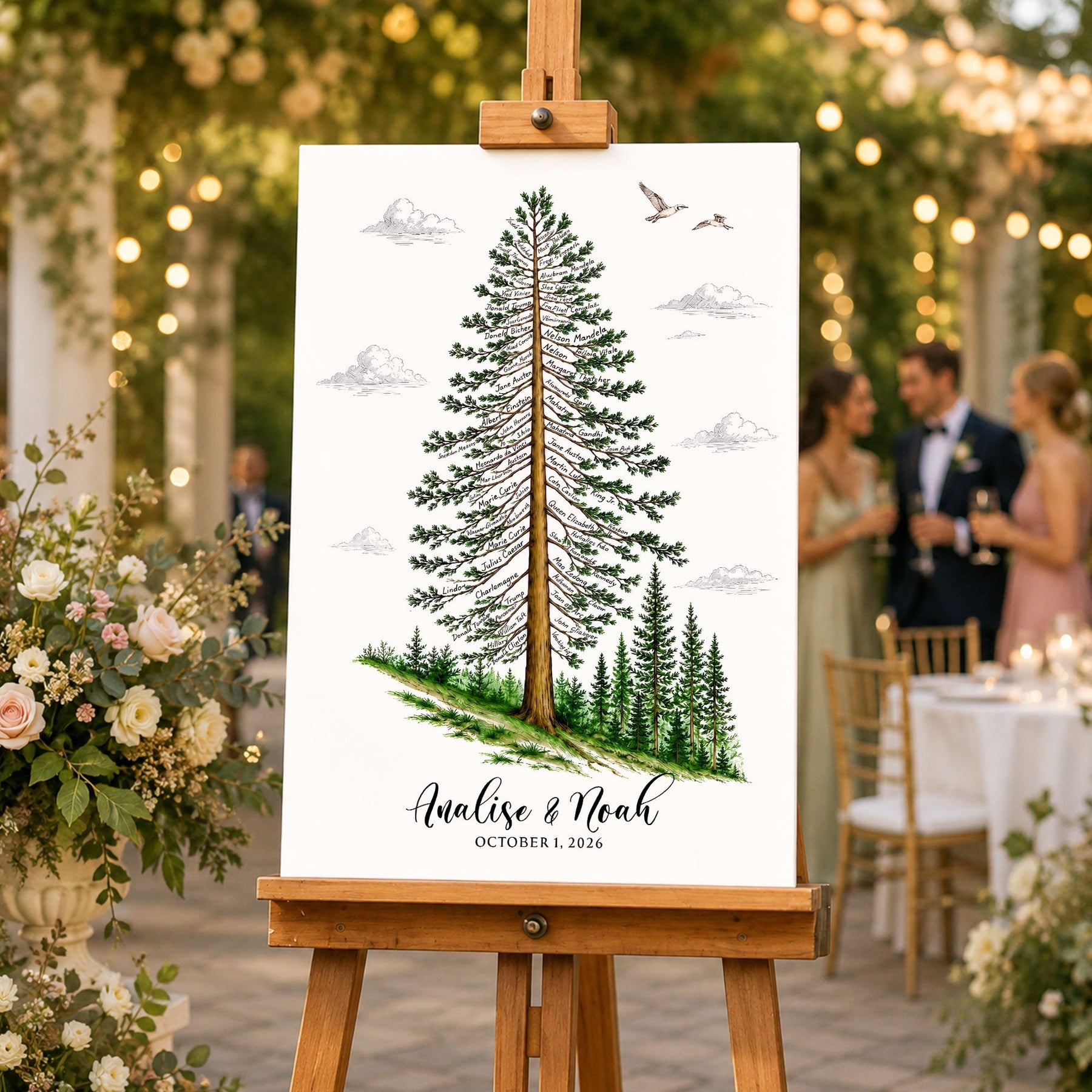 Custom Guest Book Sign Alternative Rustic Pine Tree - Personalized Poster