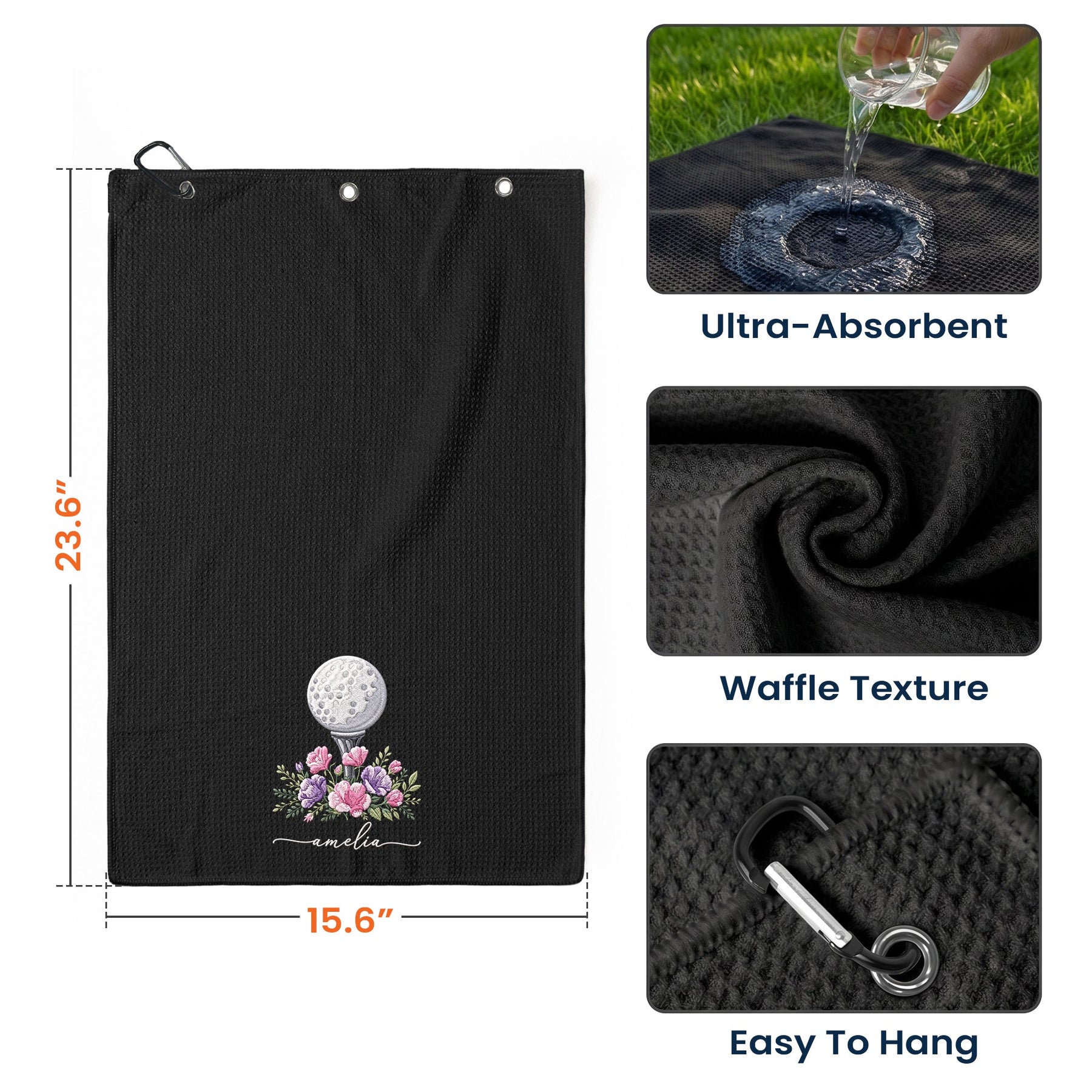 Custom Name And Birth Flower For Golf Lover - Personalized Golf Towel