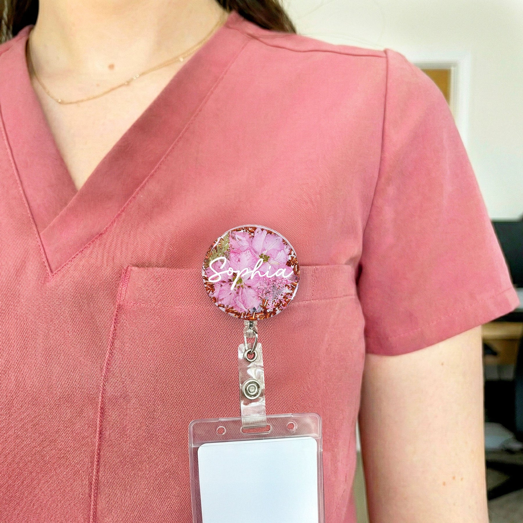 Custom Name And Birth Month Flower - Personalized Resin Birth Flower Badge Reel