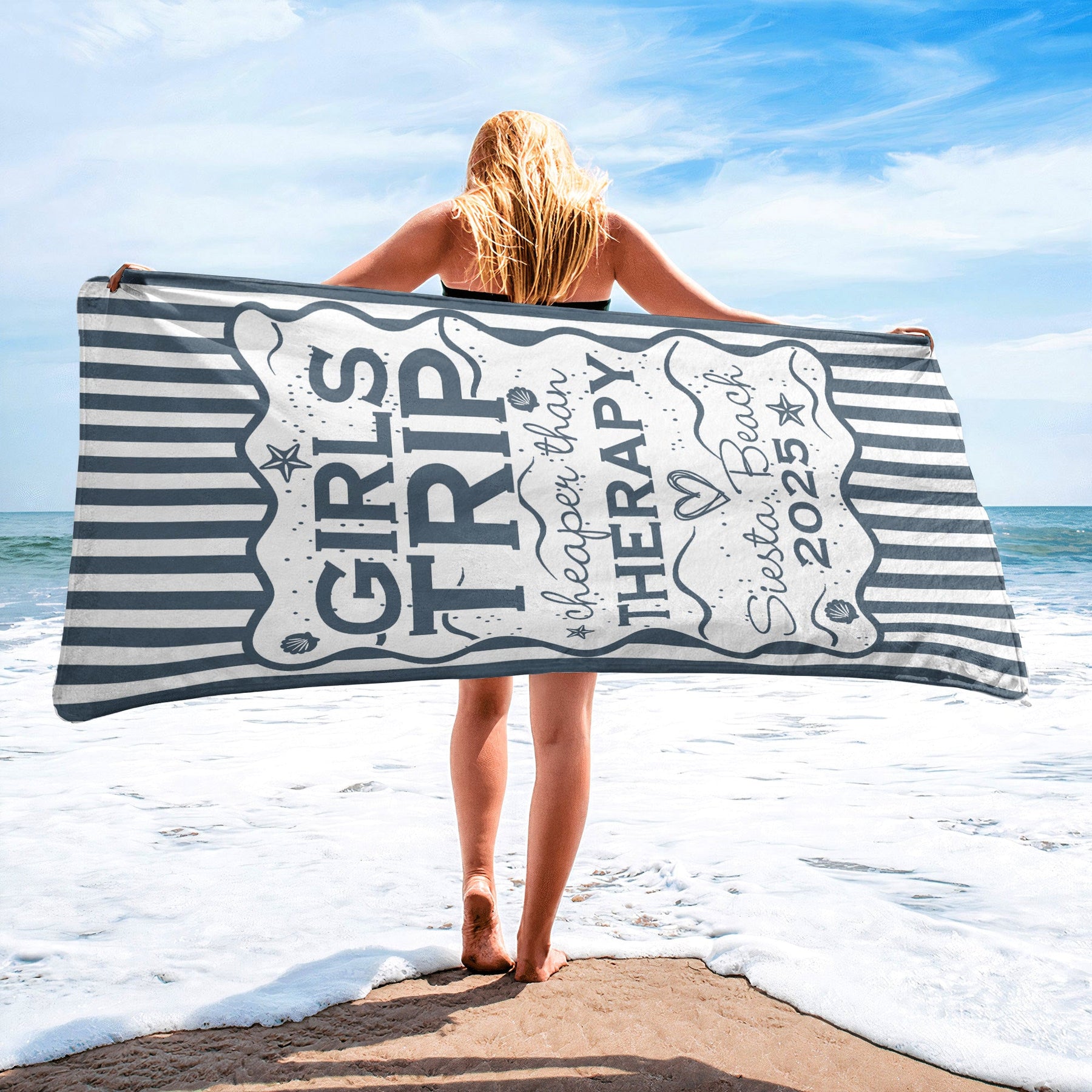 Custom Name Family Trip Girls Trip Vacation - Personalized Quick-Dry Beach Towel