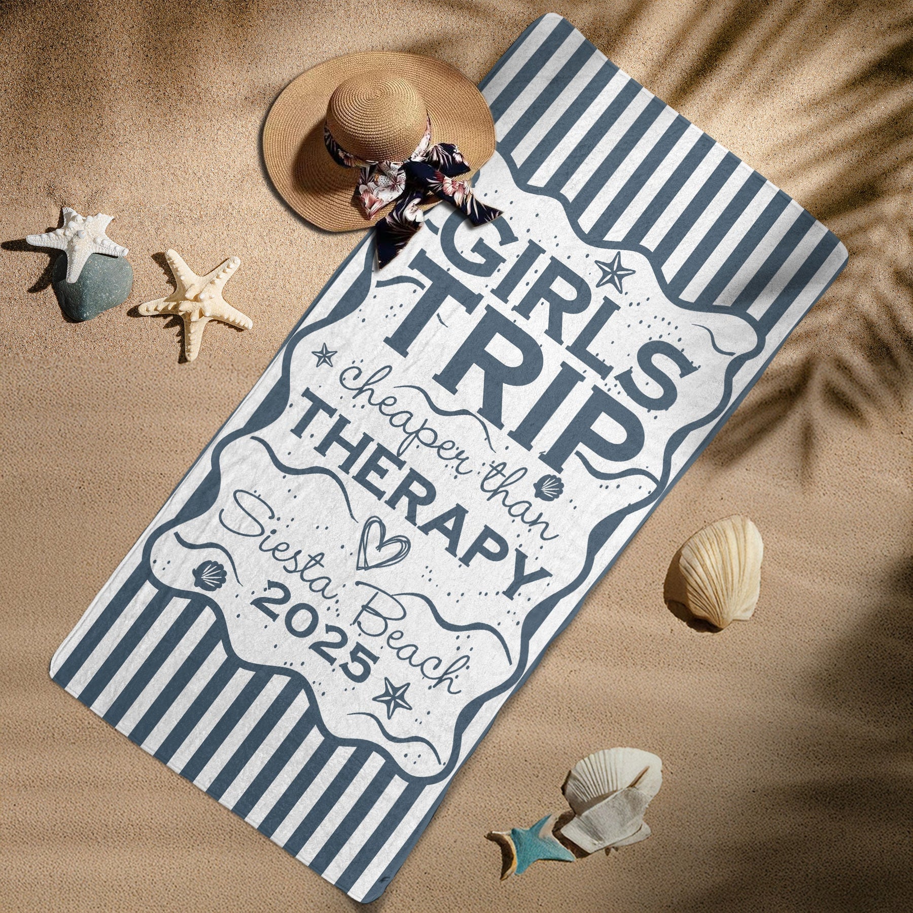 Custom Name Family Trip Girls Trip Vacation - Personalized Quick-Dry Beach Towel