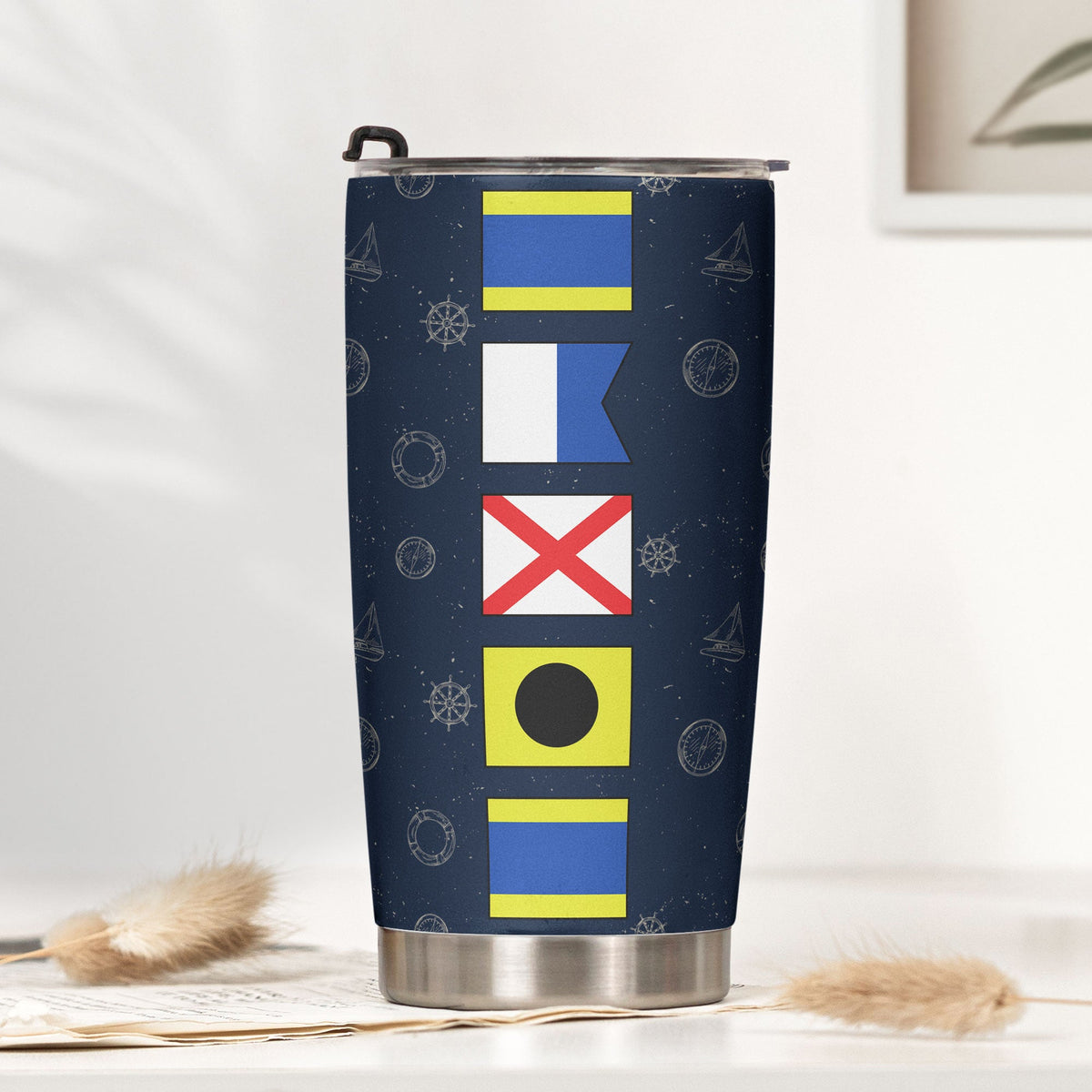 Custom Name In Nautical Flag - Personalized Tumbler Cup