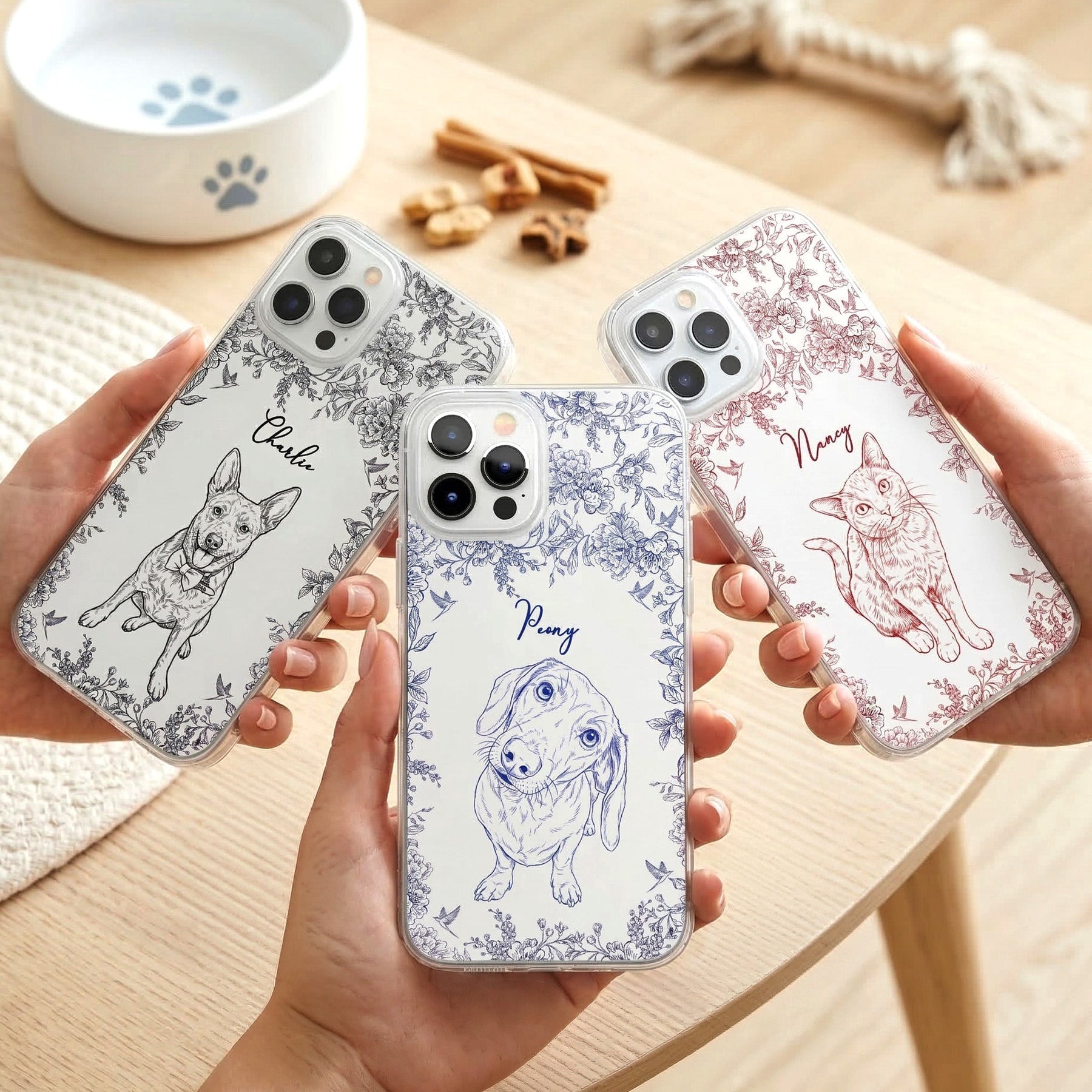 Custom Pet Portrait Phone Case For Dog Lover, Cat Lover - Personalized Phone Case