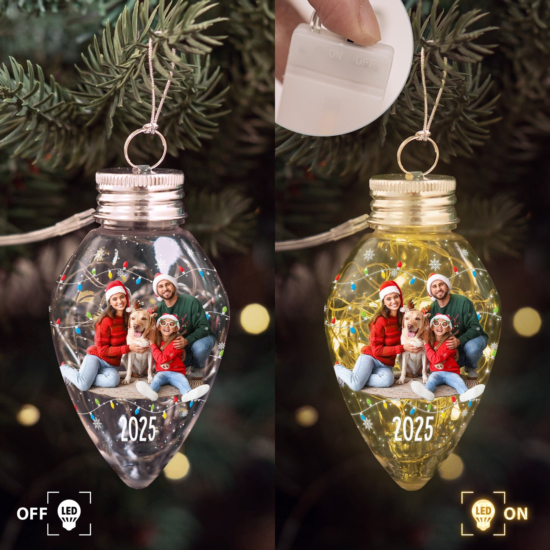 Custom Photo For Family, Kids, Pet Lovers - Christmas Bulk Gifts - Personalized Photo LED Christmas Light